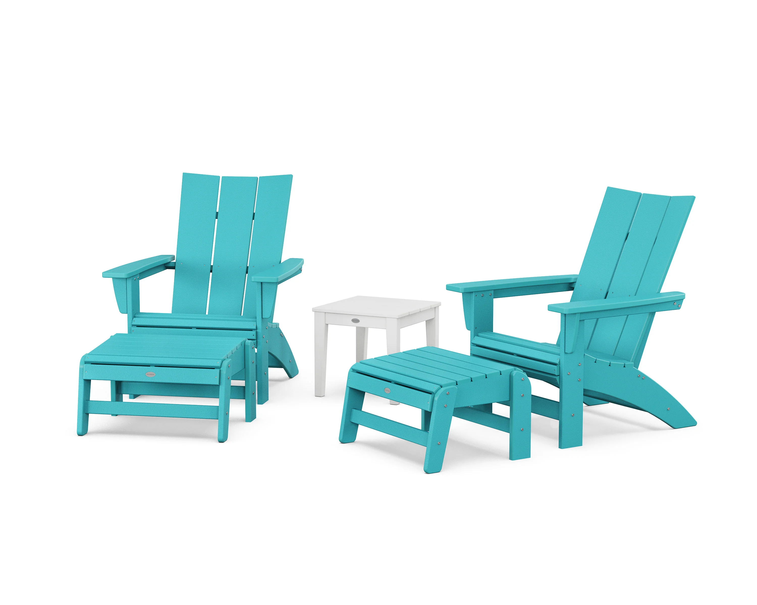 5-Piece Modern Grand Adirondack Set with Ottomans and Side Table - Image 14