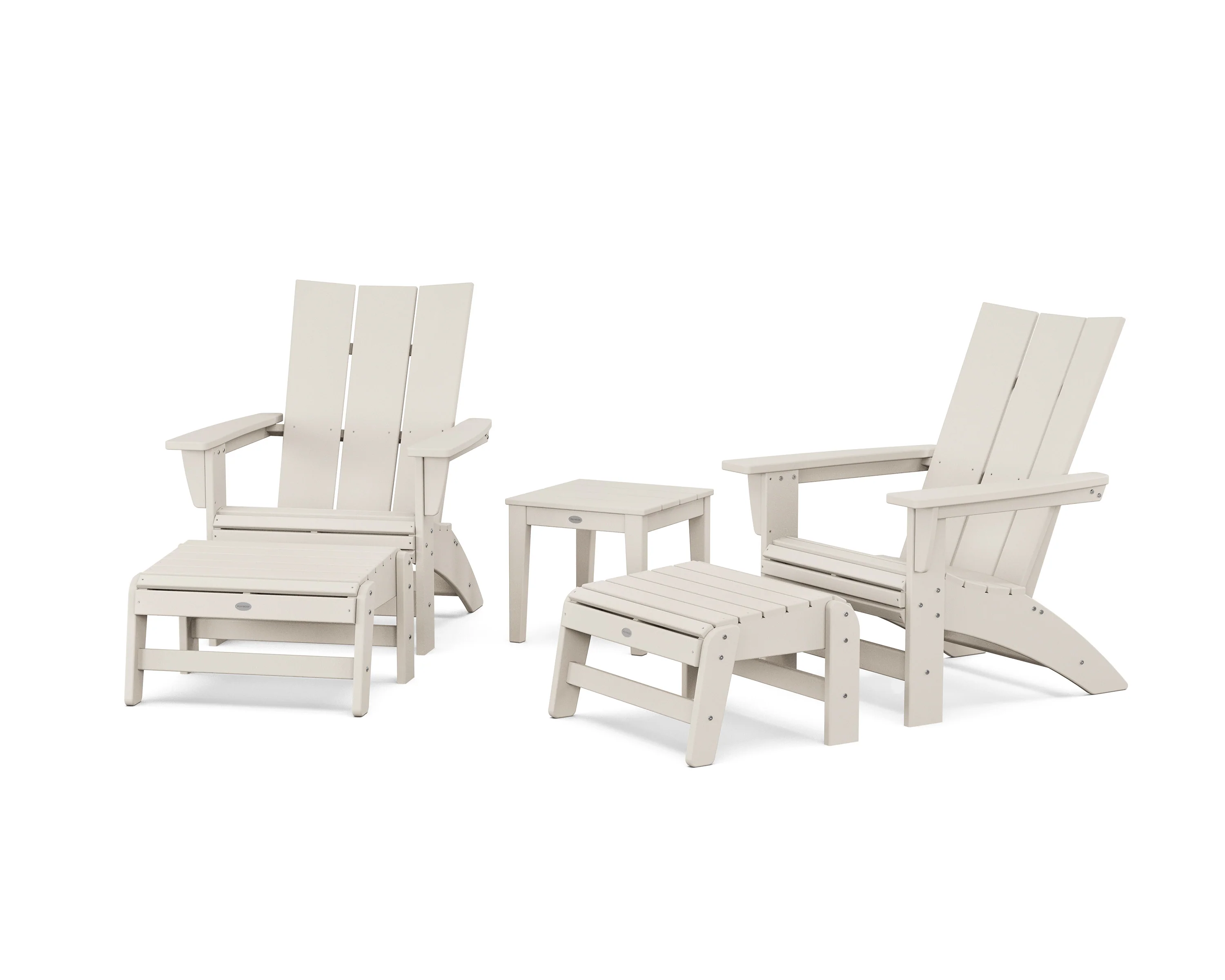 5-Piece Modern Grand Adirondack Set with Ottomans and Side Table - Image 2