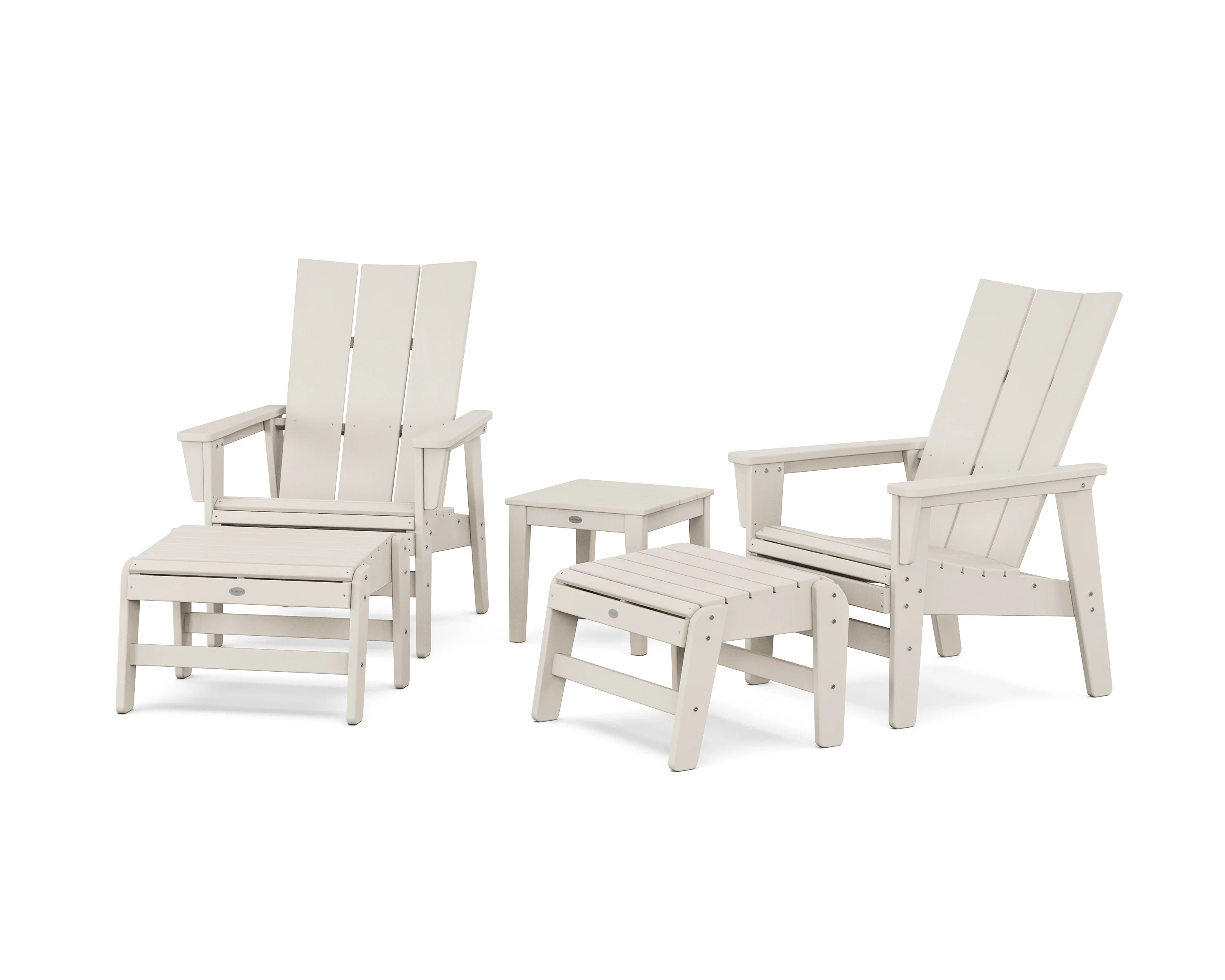 5-Piece Modern Grand Upright Adirondack Set with Ottomans and Side Table - Image 13