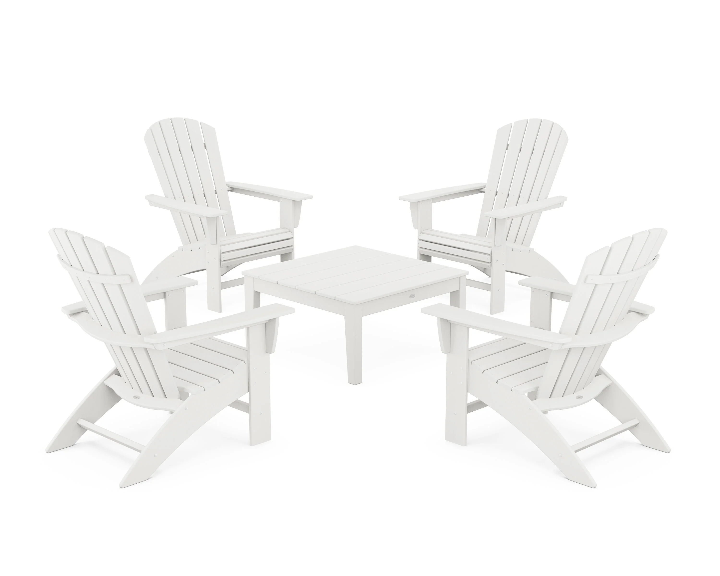 5-Piece Nautical Curveback Adirondack Chair Conversation Set with 36" Conversation Table - Image 2