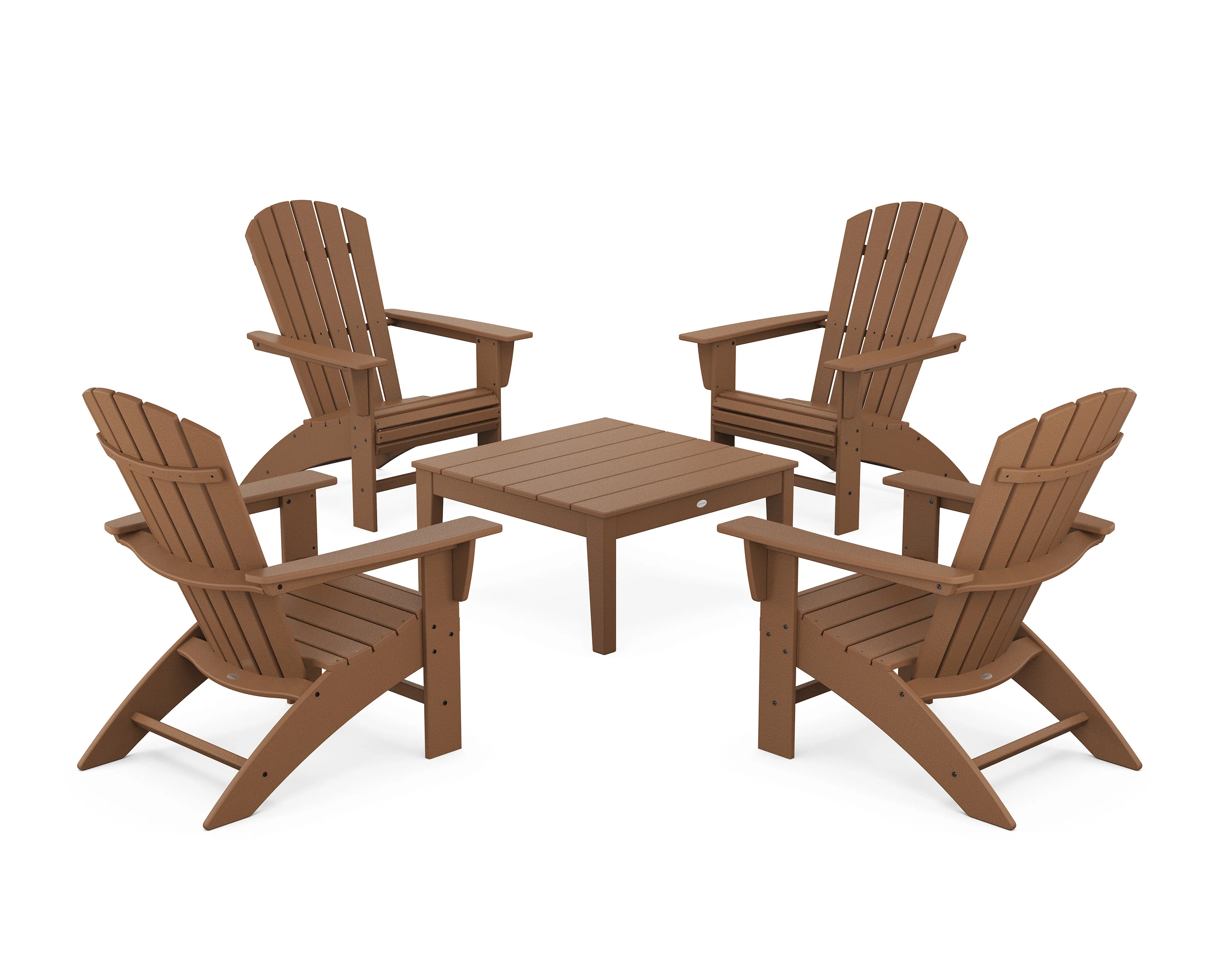 5-Piece Nautical Curveback Adirondack Chair Conversation Set with 36" Conversation Table - Image 4