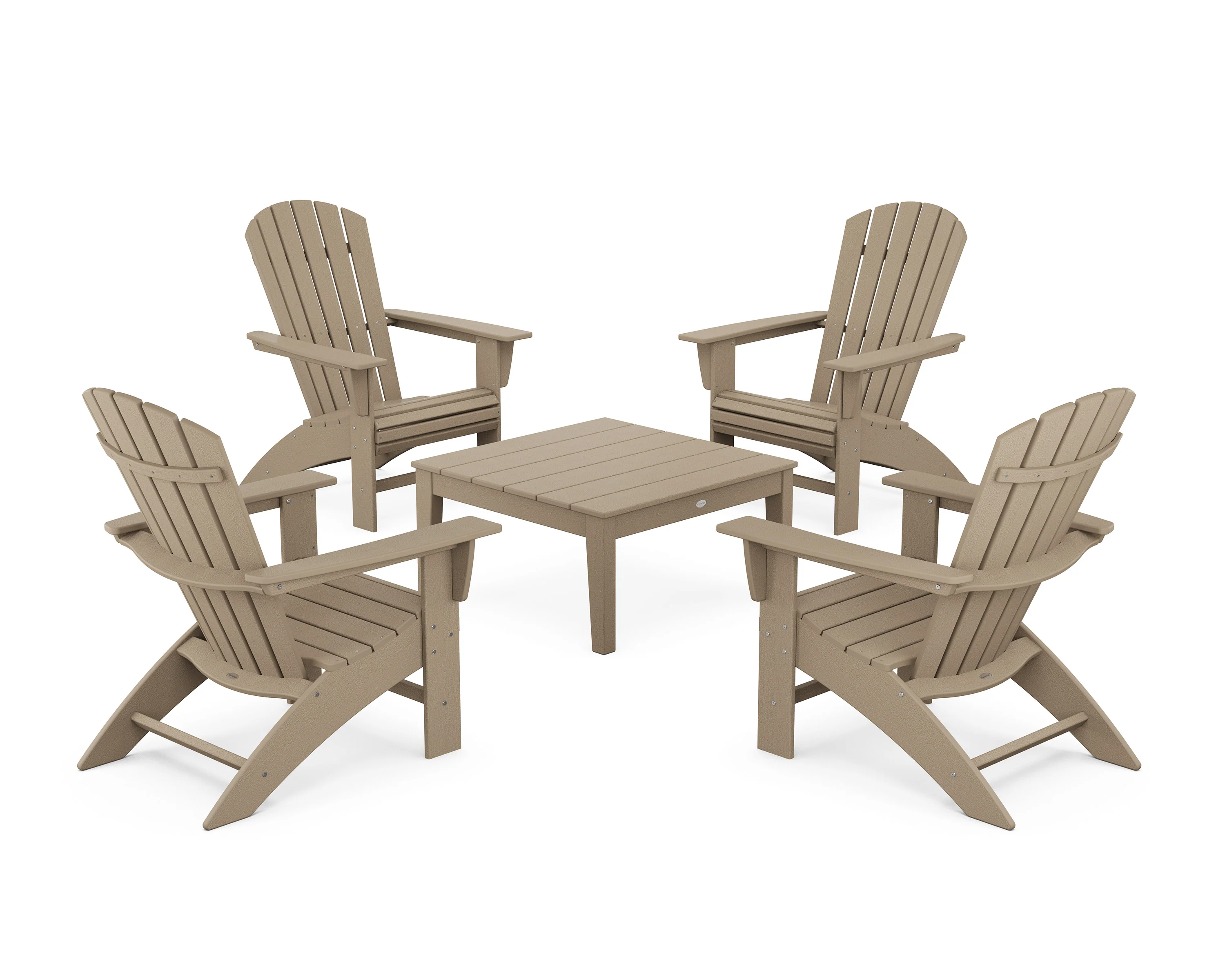 5-Piece Nautical Curveback Adirondack Chair Conversation Set with 36" Conversation Table - Image 6