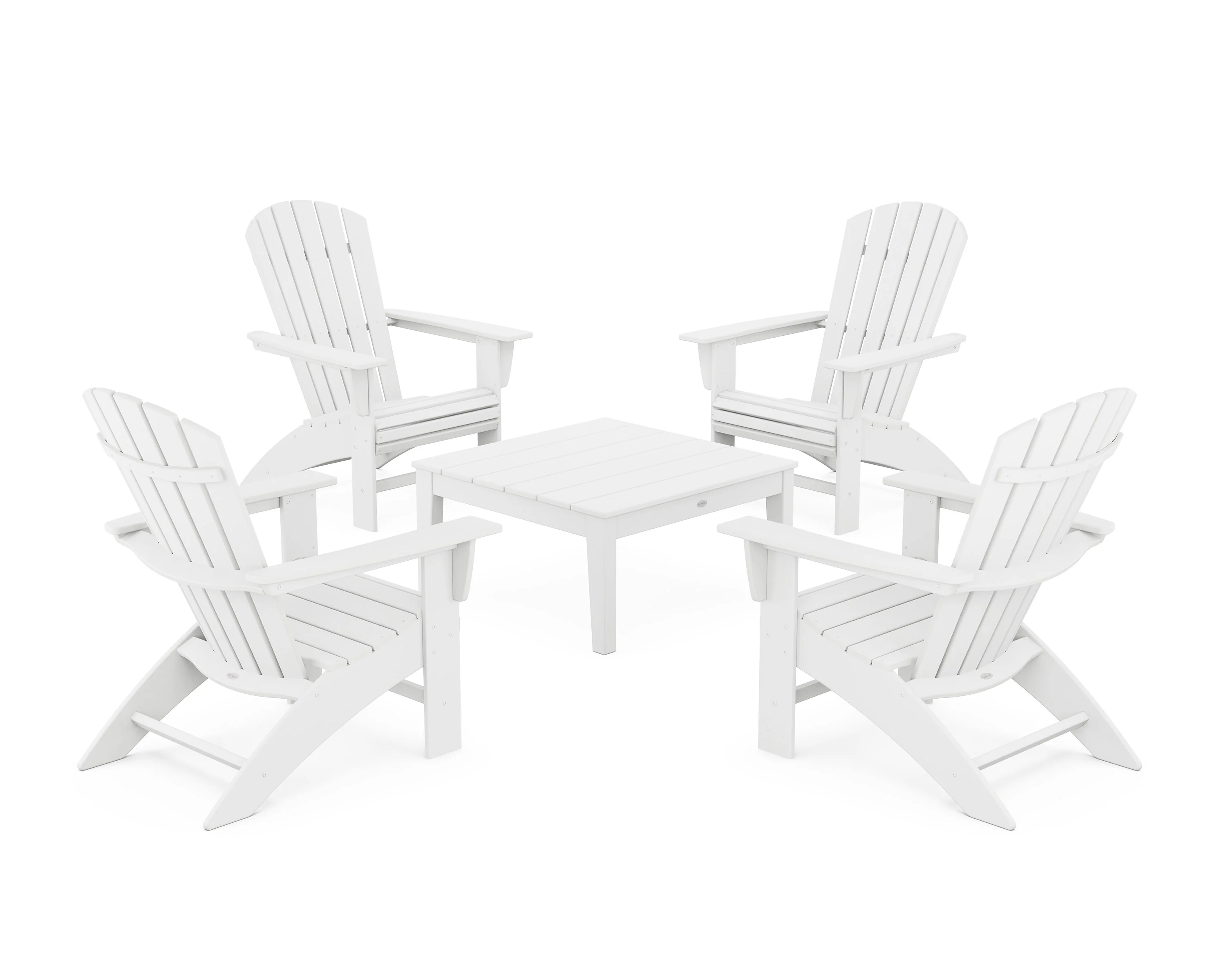5-Piece Nautical Curveback Adirondack Chair Conversation Set with 36" Conversation Table - Image 9