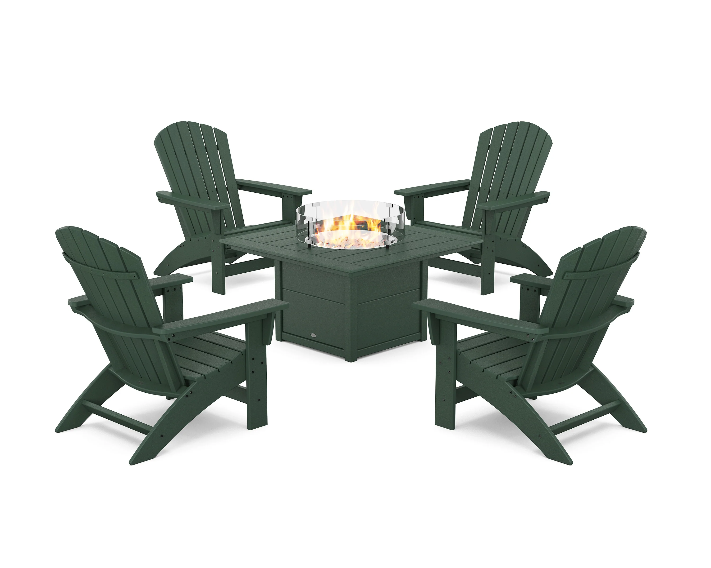 5-Piece Nautical Grand Adirondack Conversation Set with Fire Pit Table - Image 11