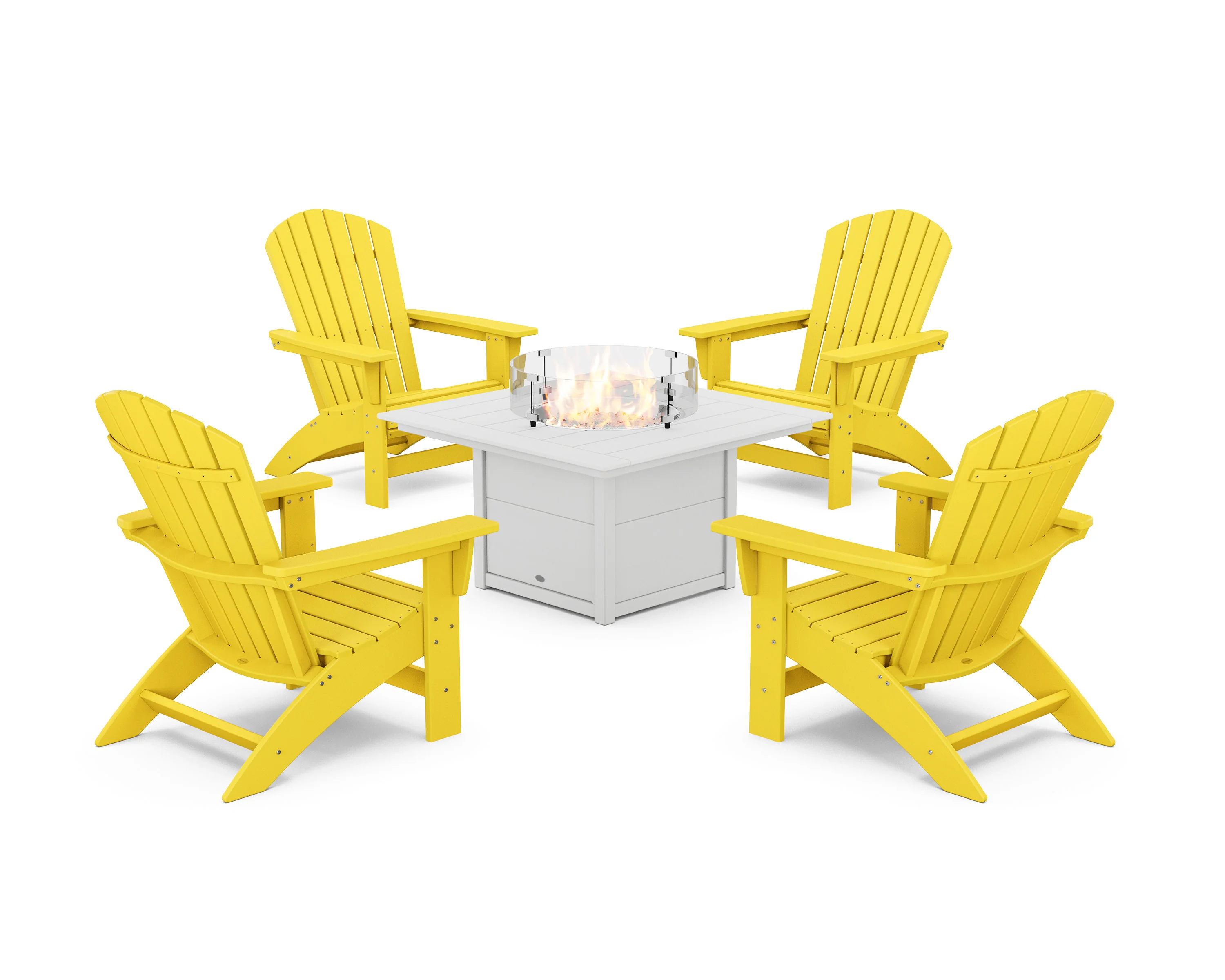5-Piece Nautical Grand Adirondack Conversation Set with Fire Pit Table - Image 5