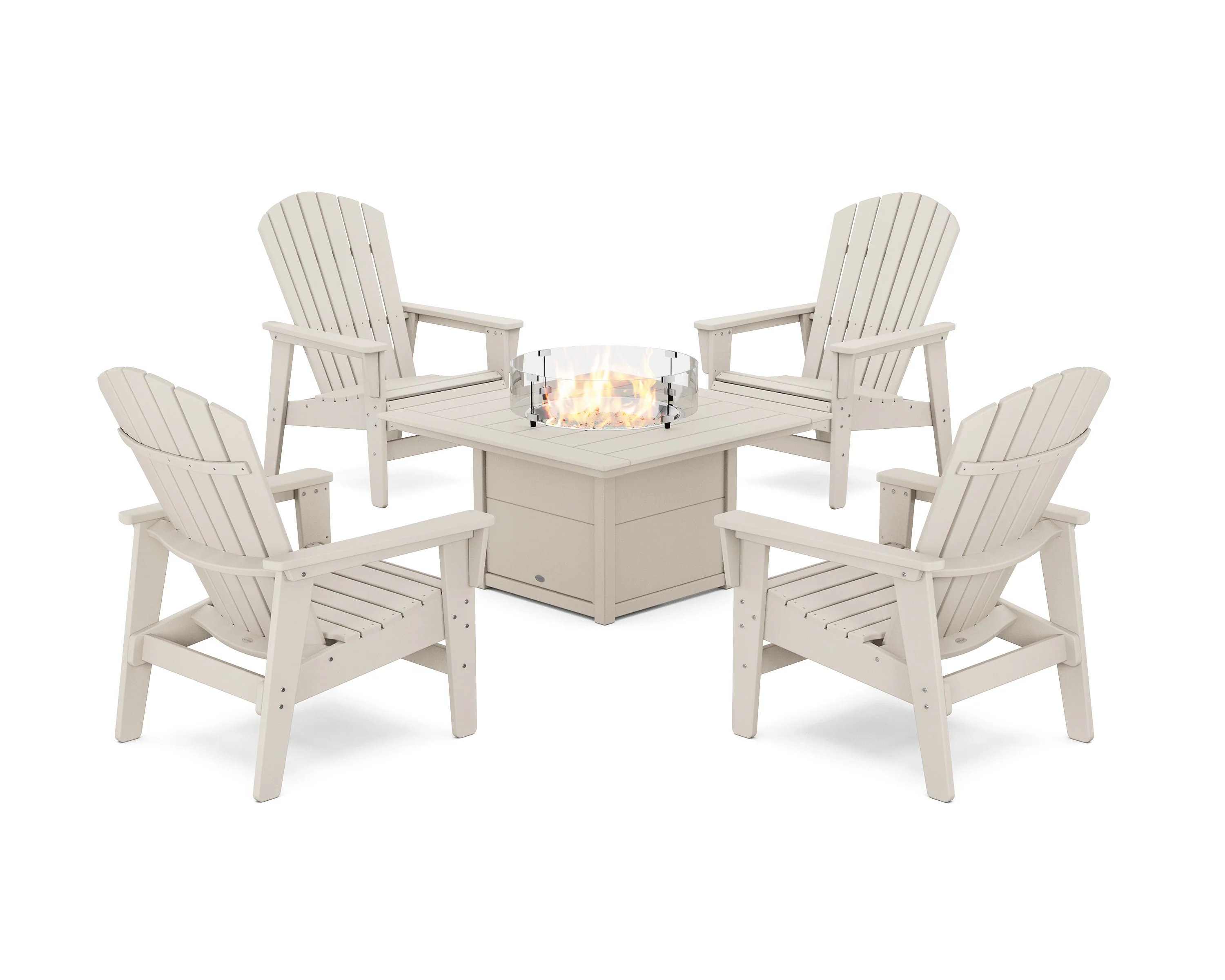 5-Piece Nautical Grand Upright Adirondack Conversation Set with Fire Pit Table - Image 10