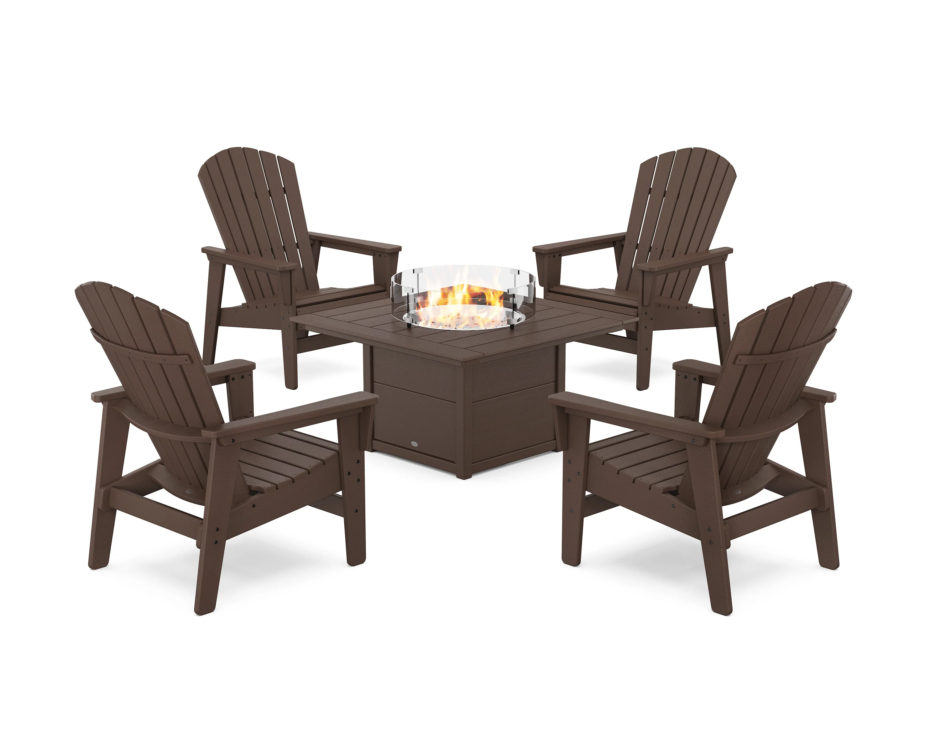 5-Piece Nautical Grand Upright Adirondack Conversation Set with Fire Pit Table - Image 11
