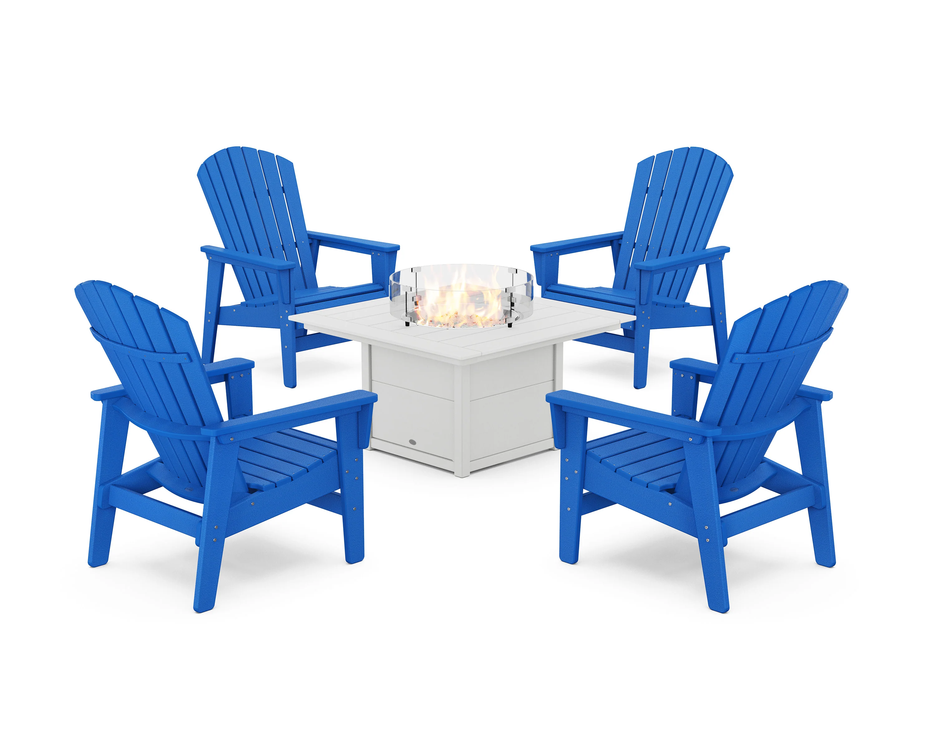 5-Piece Nautical Grand Upright Adirondack Conversation Set with Fire Pit Table - Image 13