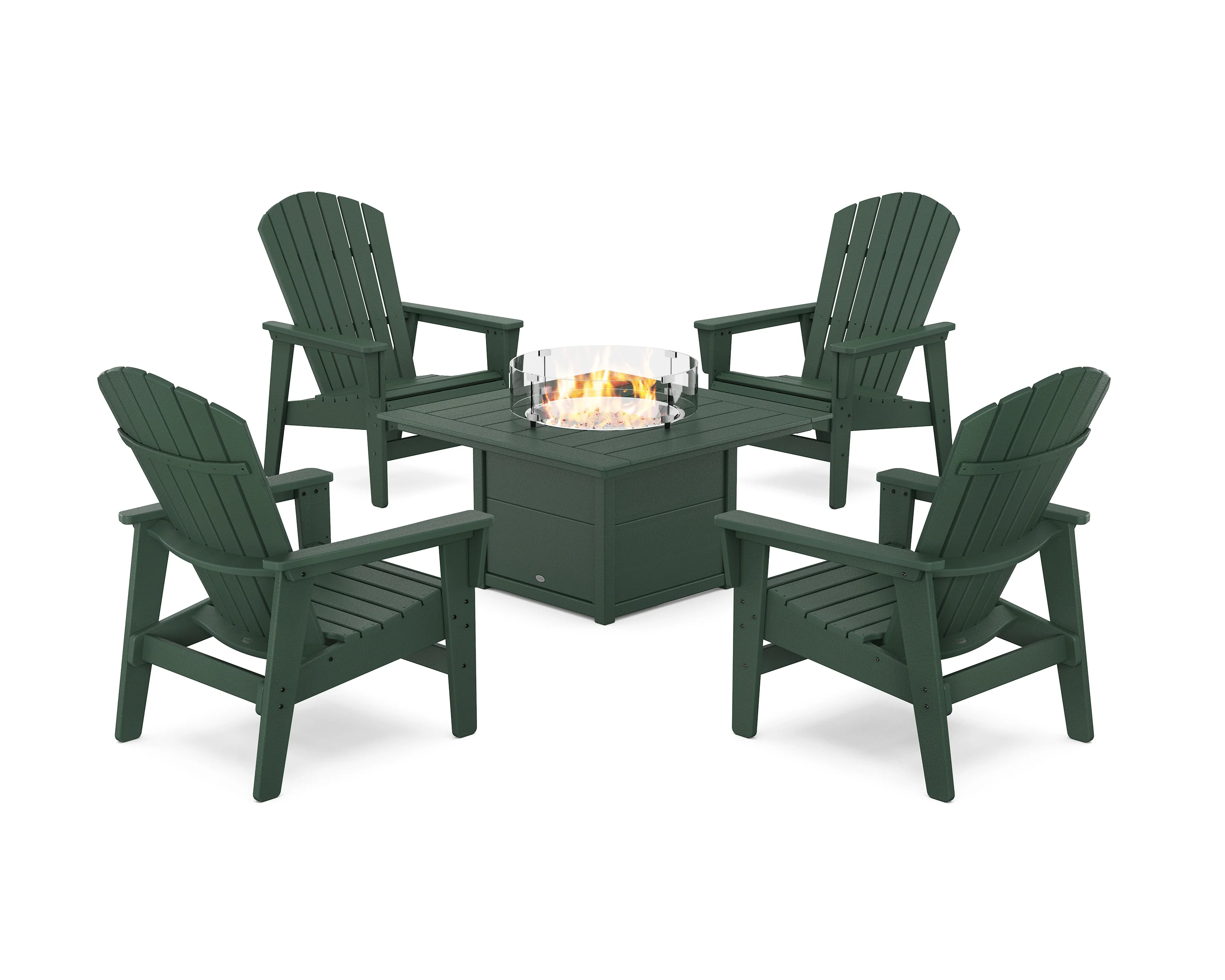 5-Piece Nautical Grand Upright Adirondack Conversation Set with Fire Pit Table - Image 14