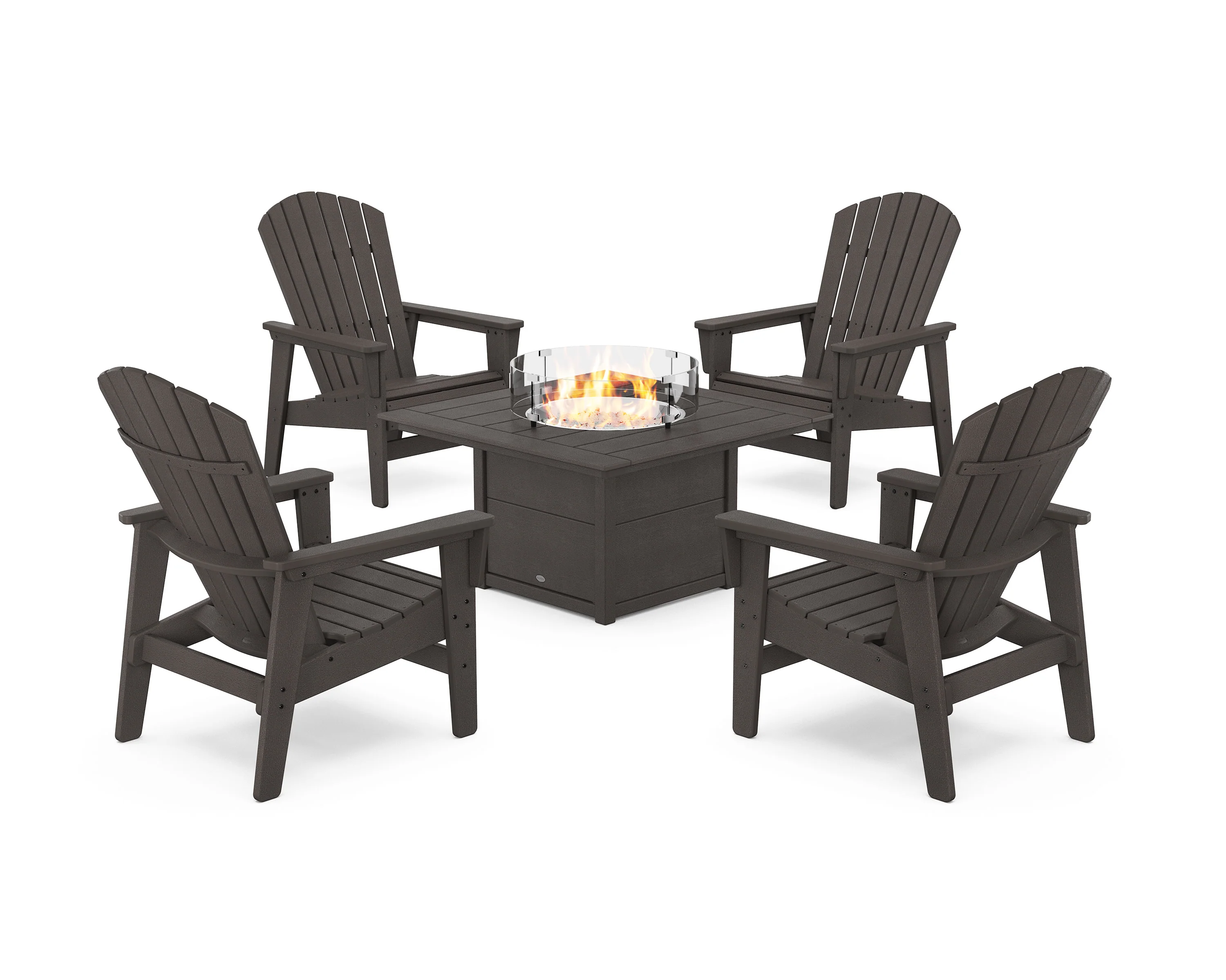 5-Piece Nautical Grand Upright Adirondack Conversation Set with Fire Pit Table - Image 15
