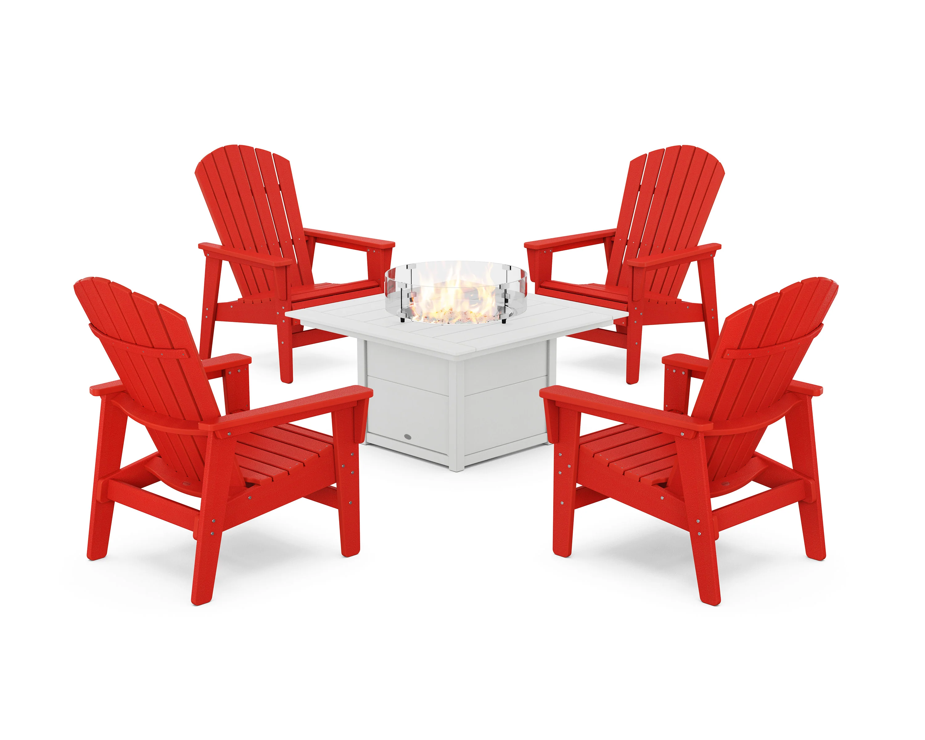 5-Piece Nautical Grand Upright Adirondack Conversation Set with Fire Pit Table - Image 16