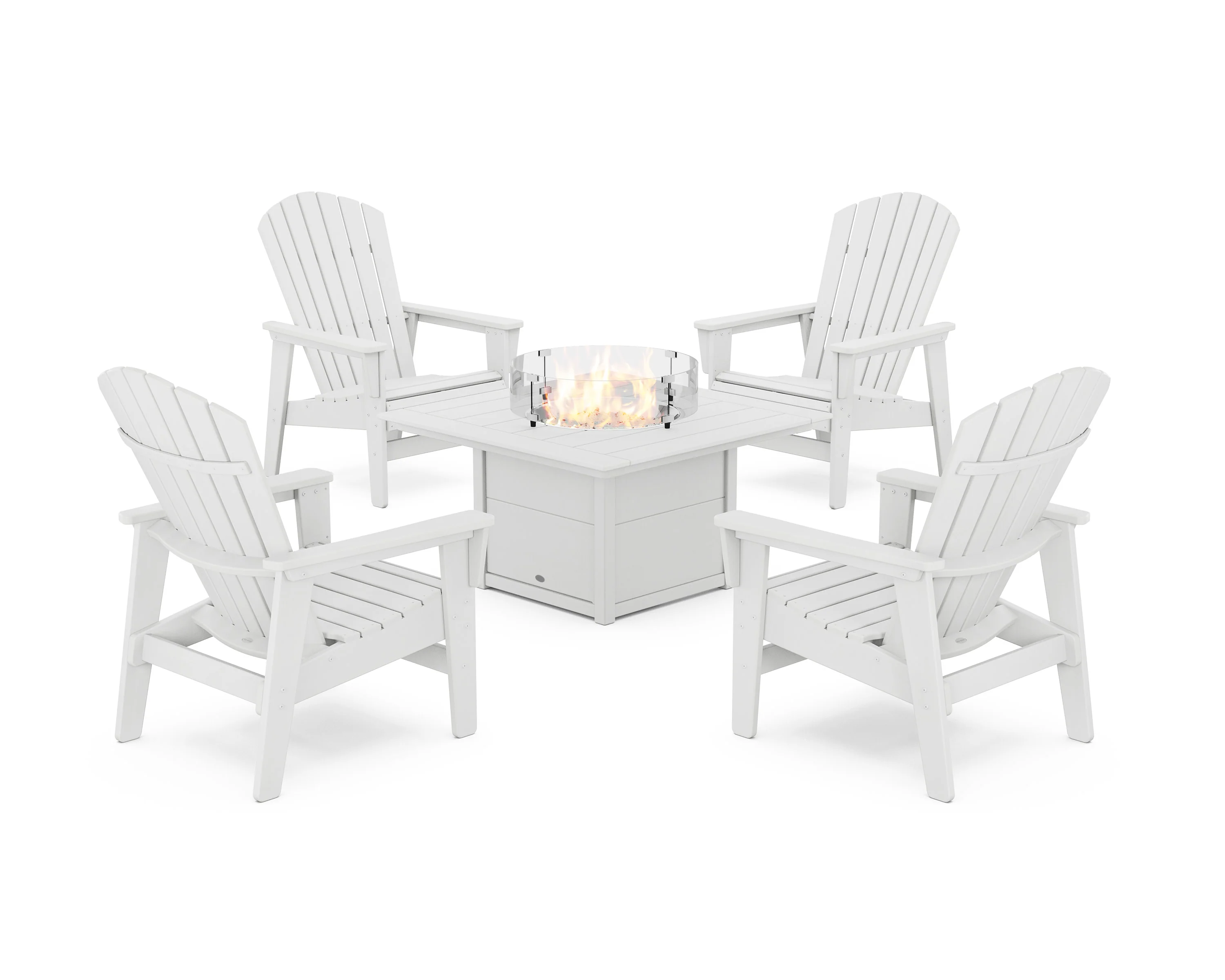 5-Piece Nautical Grand Upright Adirondack Conversation Set with Fire Pit Table - Image 2