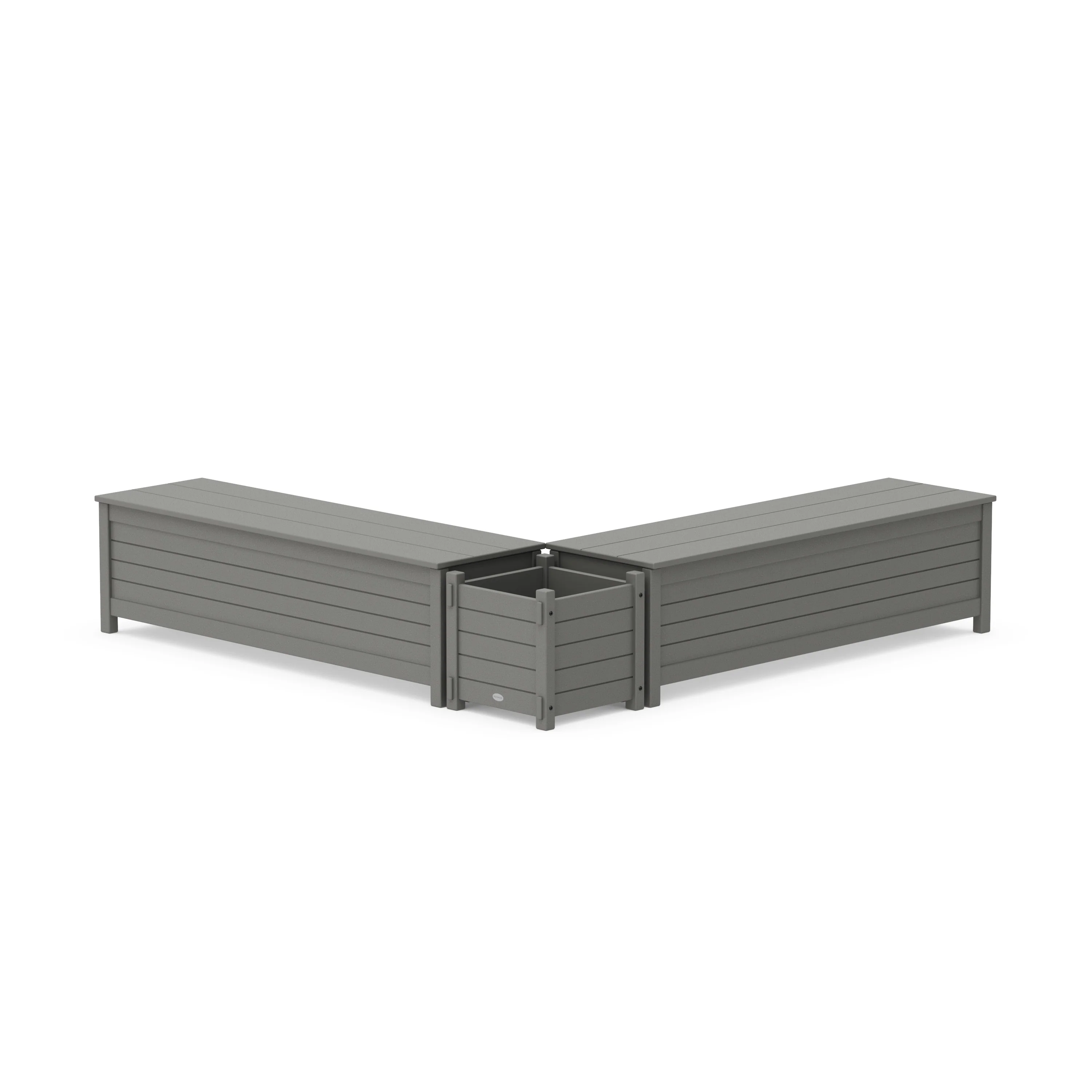 60" Nautical L- Shaped Planter Storage Bench Set