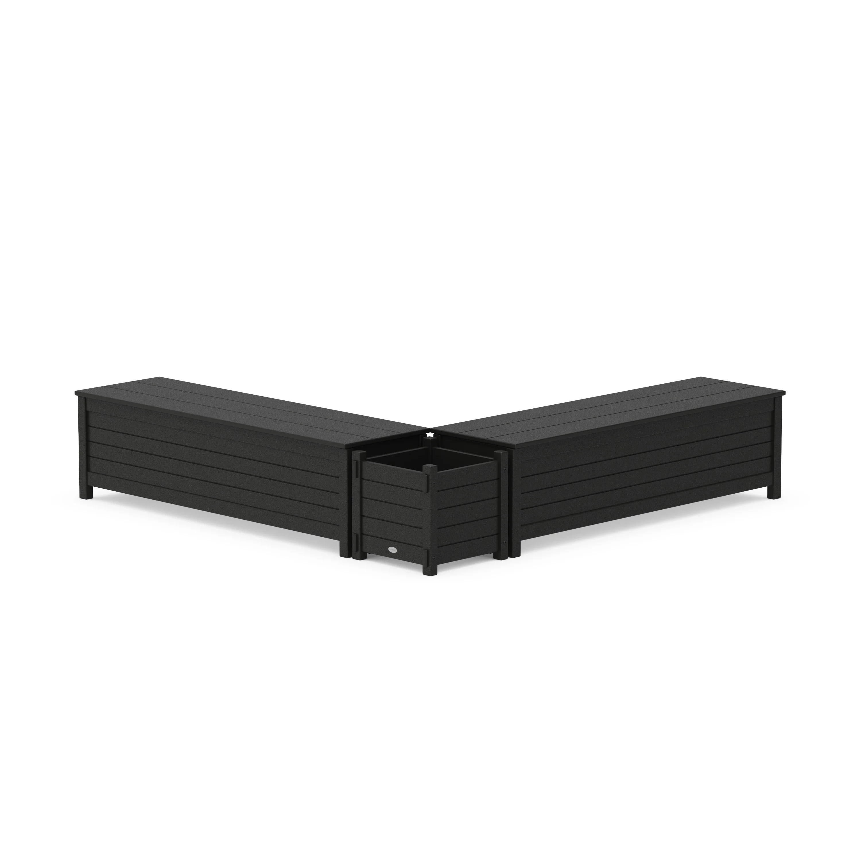 60" Nautical L- Shaped Planter Storage Bench Set - Image 5