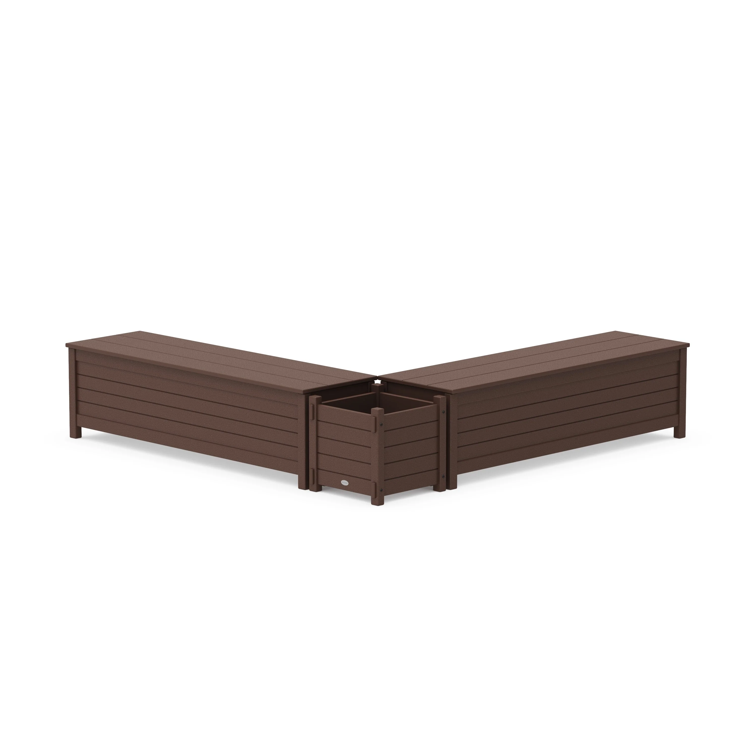 60" Nautical L- Shaped Planter Storage Bench Set - Image 6