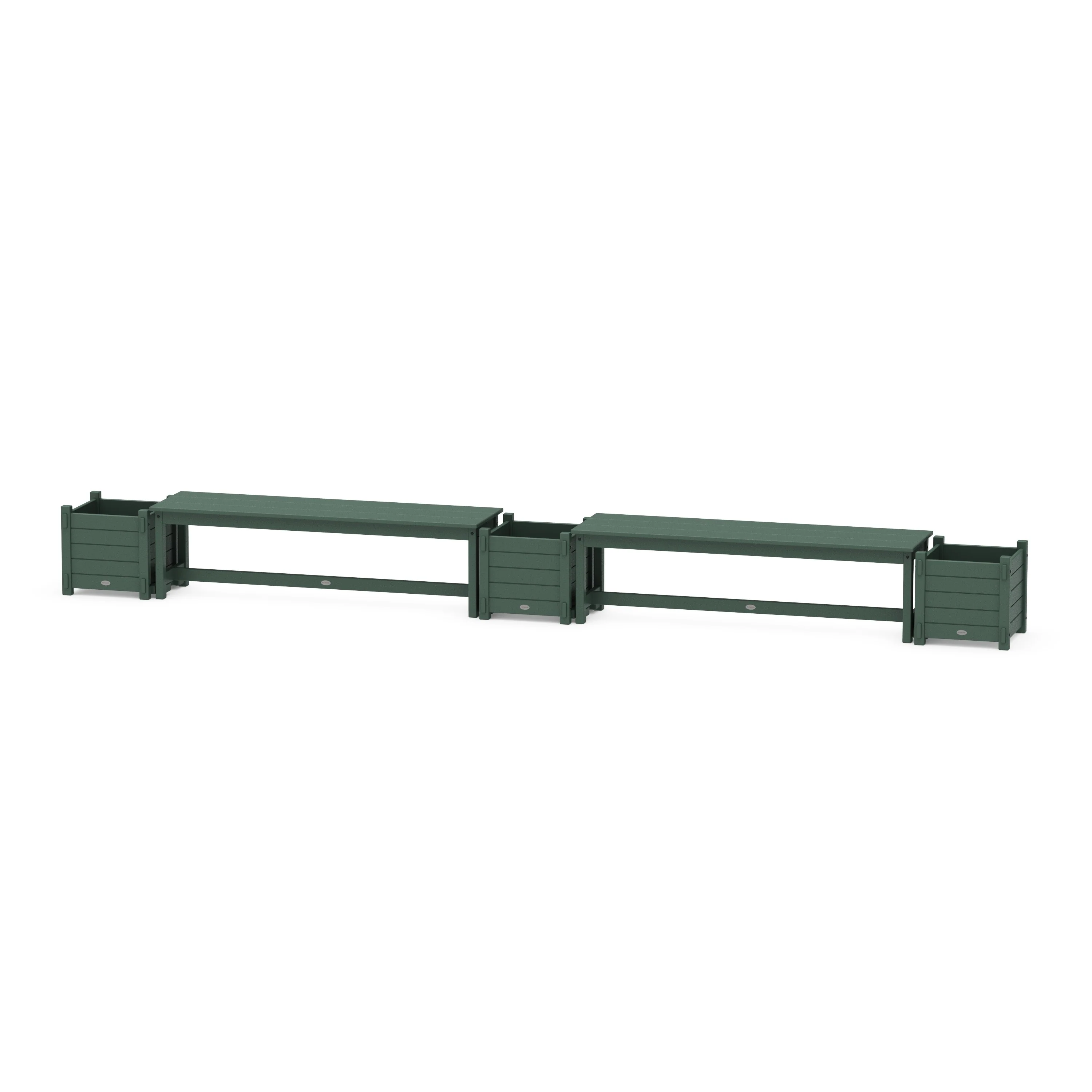 60" Nautical Straight Double Planter Bench Set - Image 4