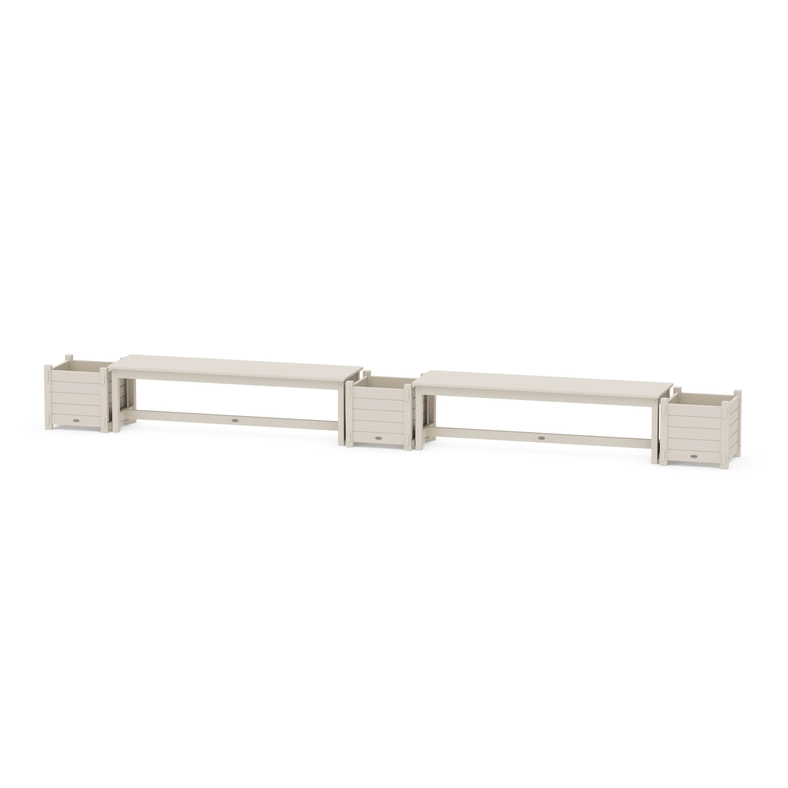 60" Nautical Straight Double Planter Bench Set - Image 6