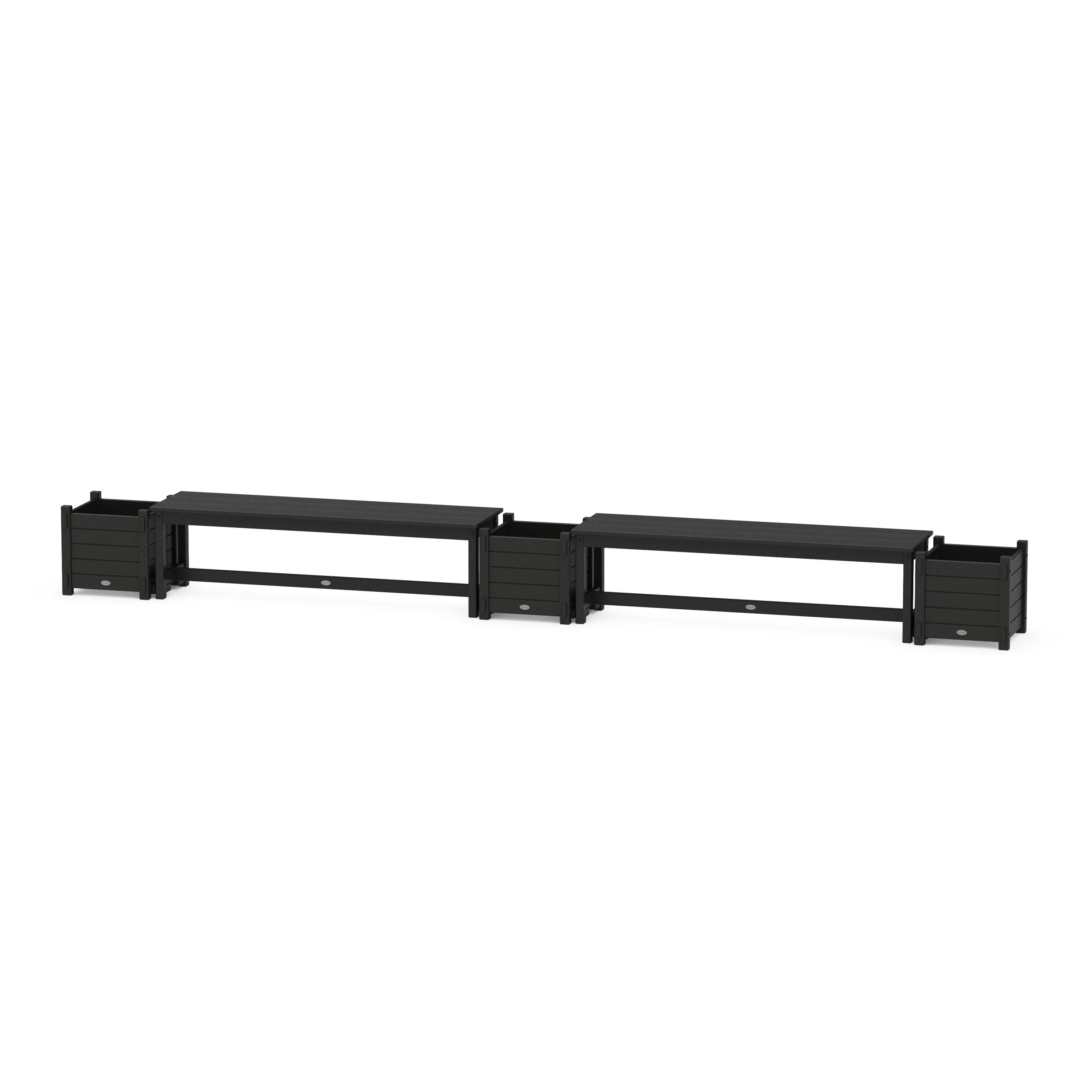 60" Nautical Straight Double Planter Bench Set - Image 7