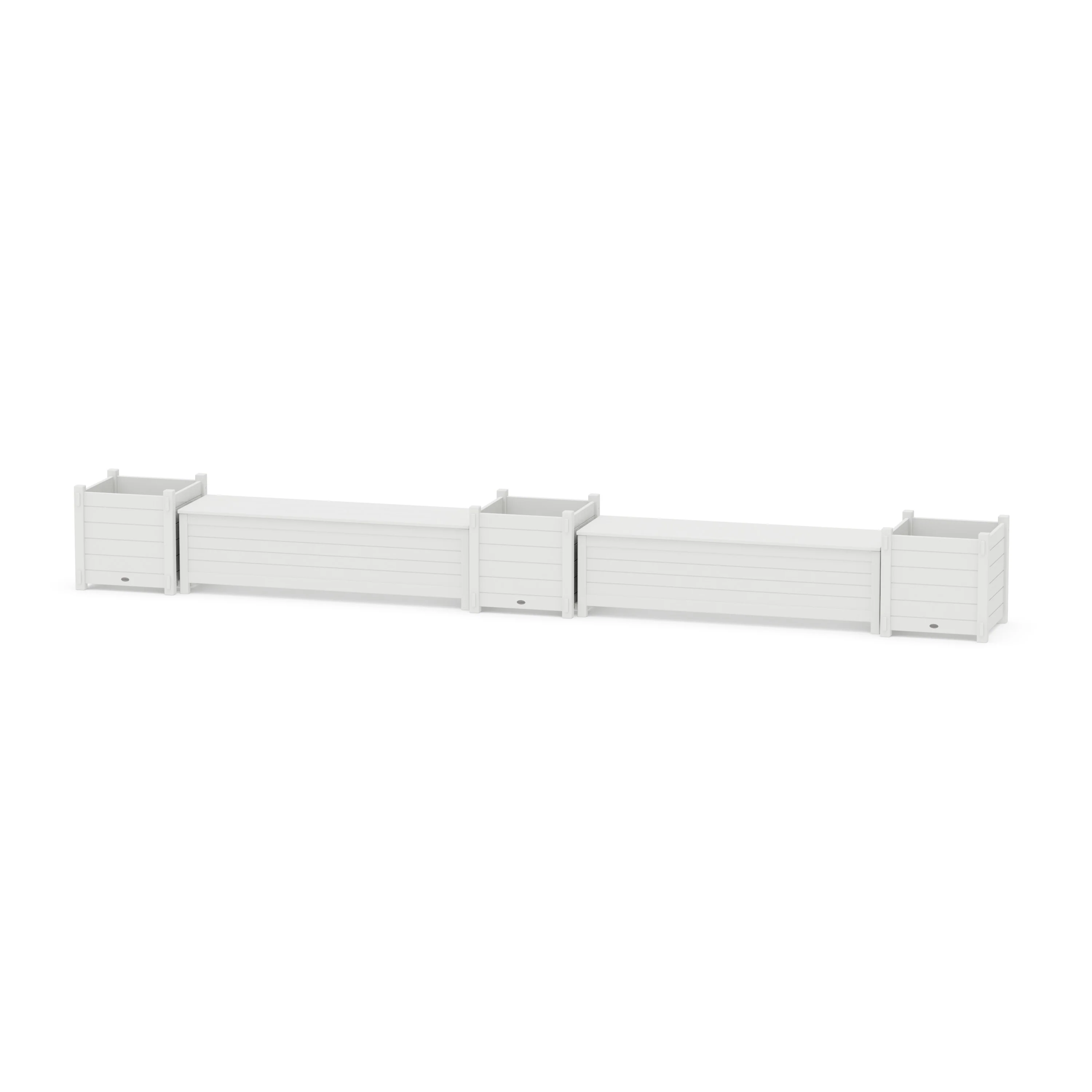 60" Nautical Straight Double Planter Storage Bench Set- Large - Image 4