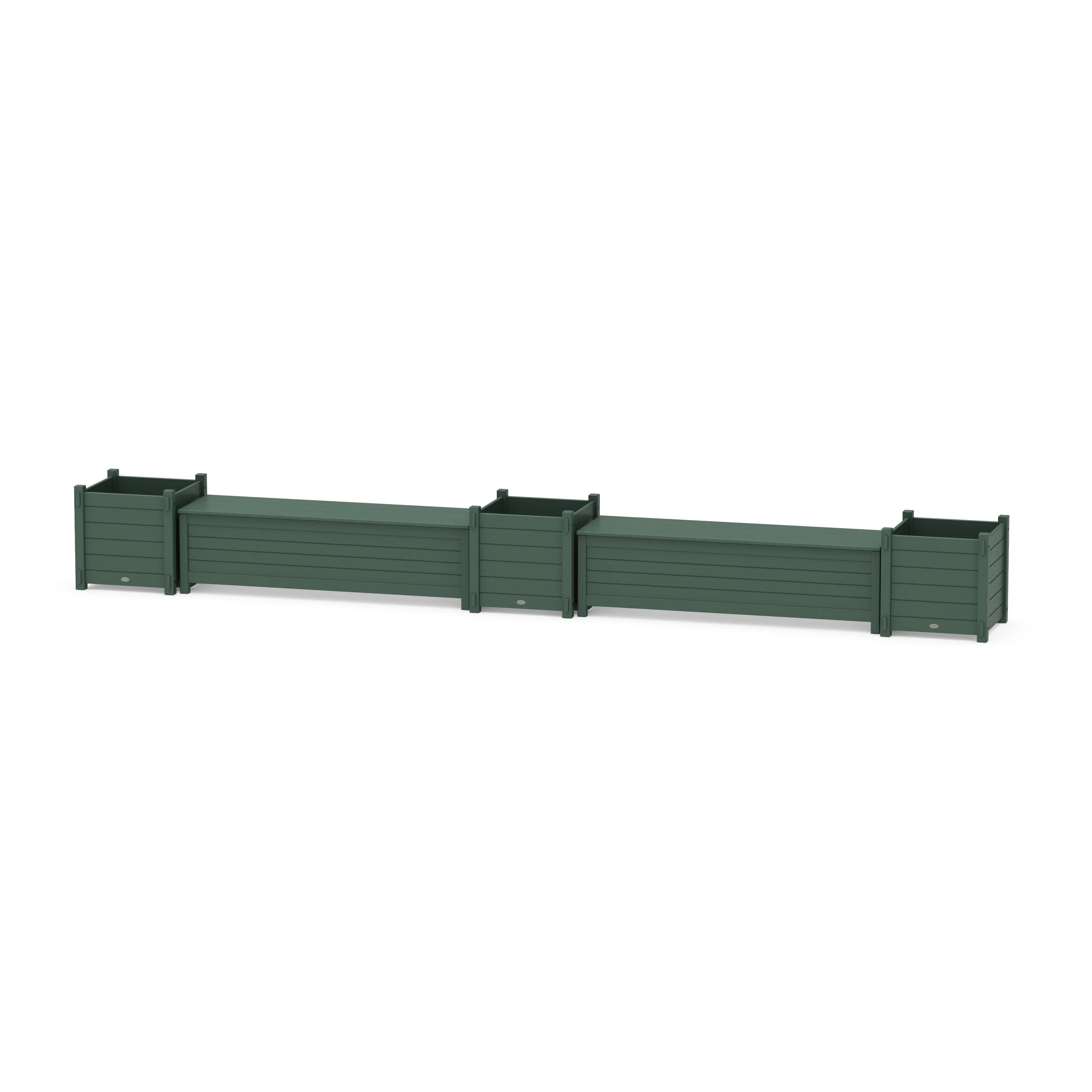60" Nautical Straight Double Planter Storage Bench Set- Large - Image 5