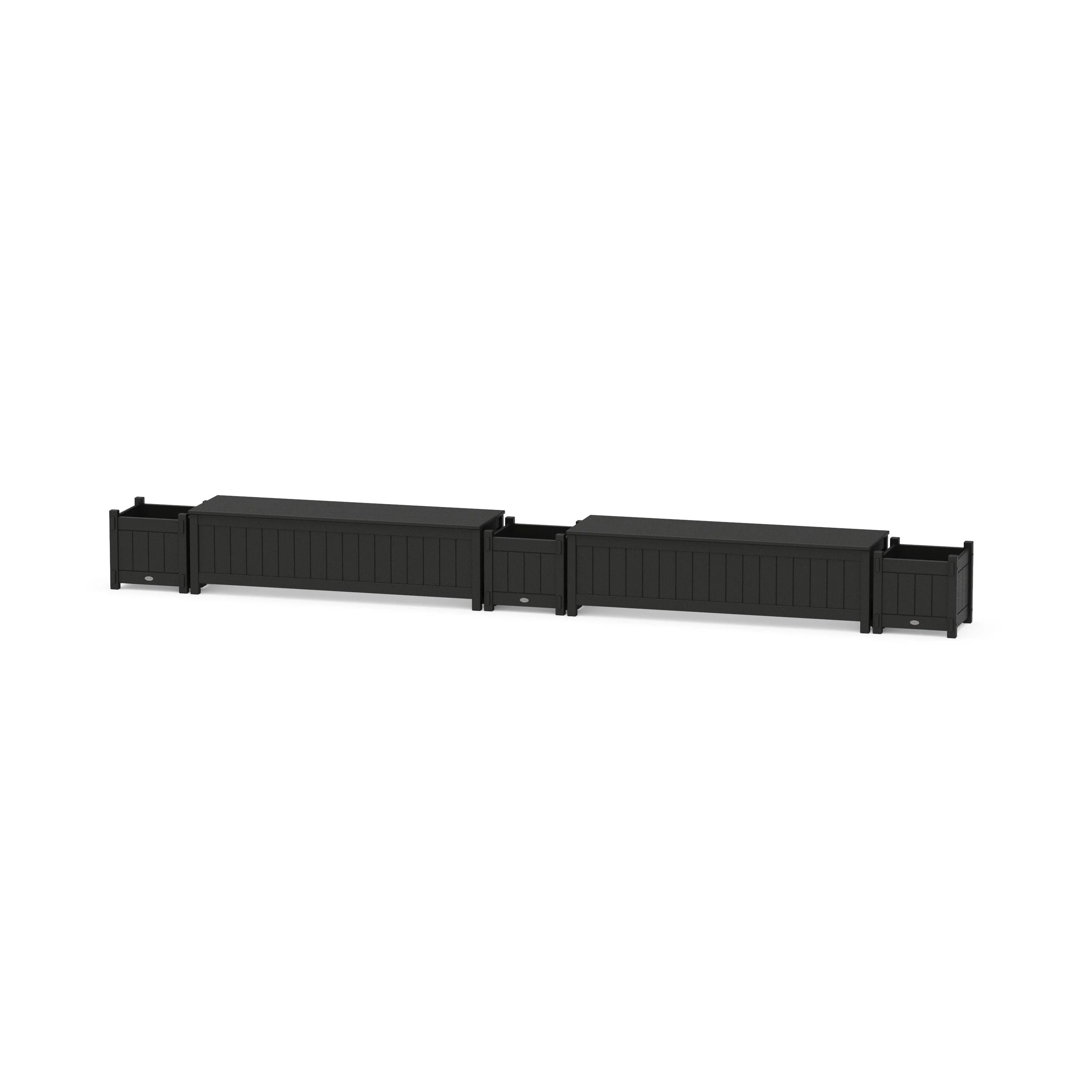 60" Vineyard Straight Double Planter Storage Bench Set - Image 8