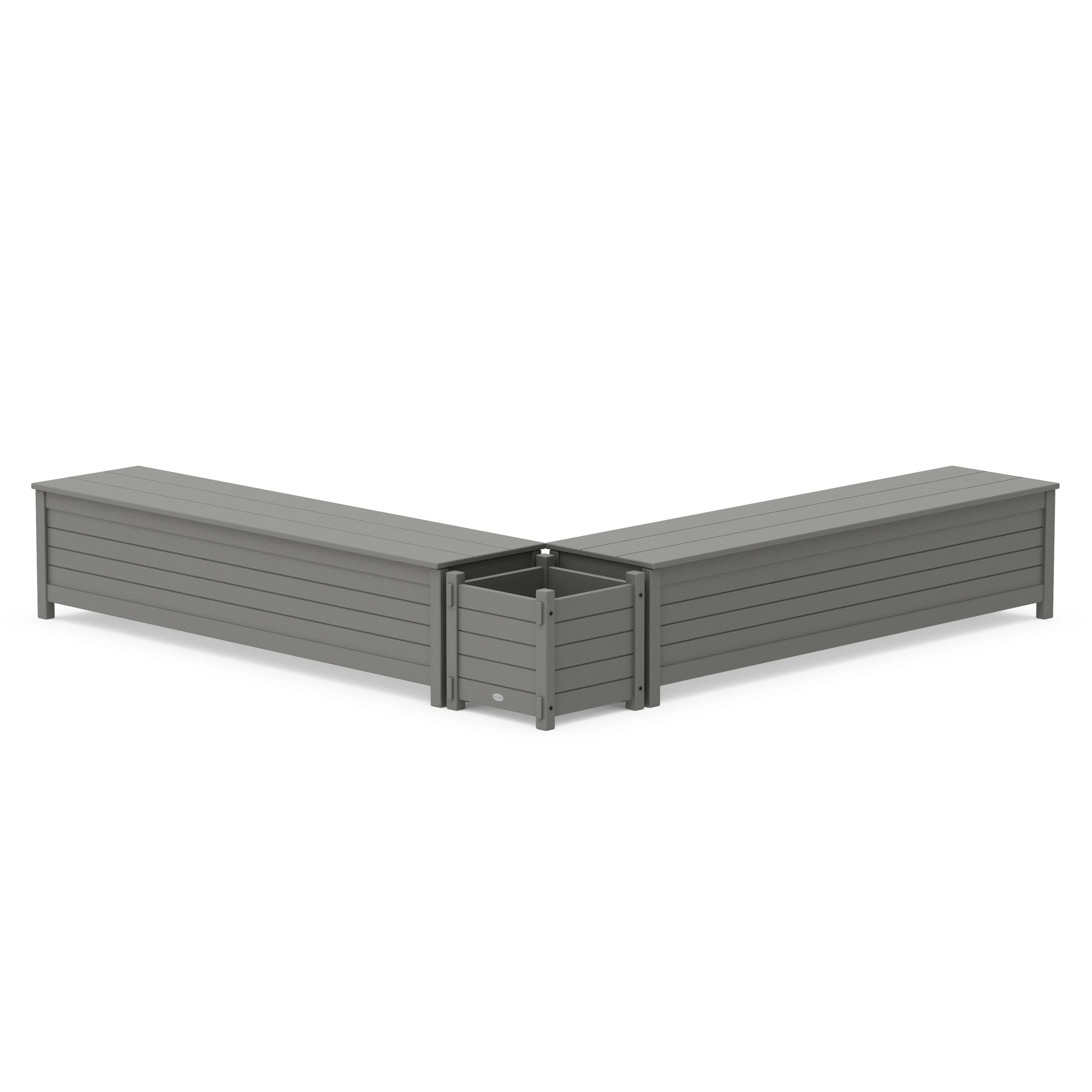 72" Nautical L- Shaped Planter Storage Bench Set