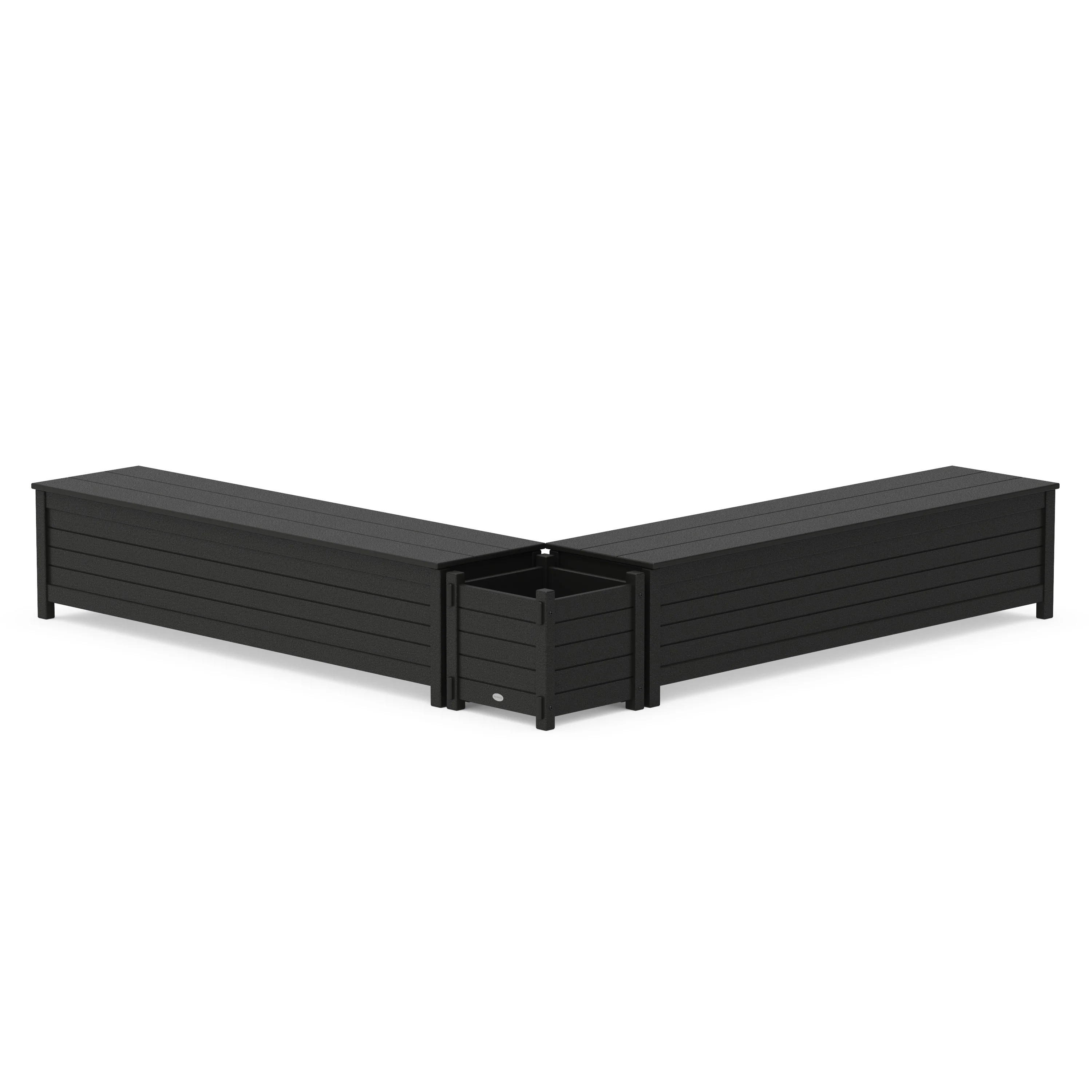 72" Nautical L- Shaped Planter Storage Bench Set - Image 4