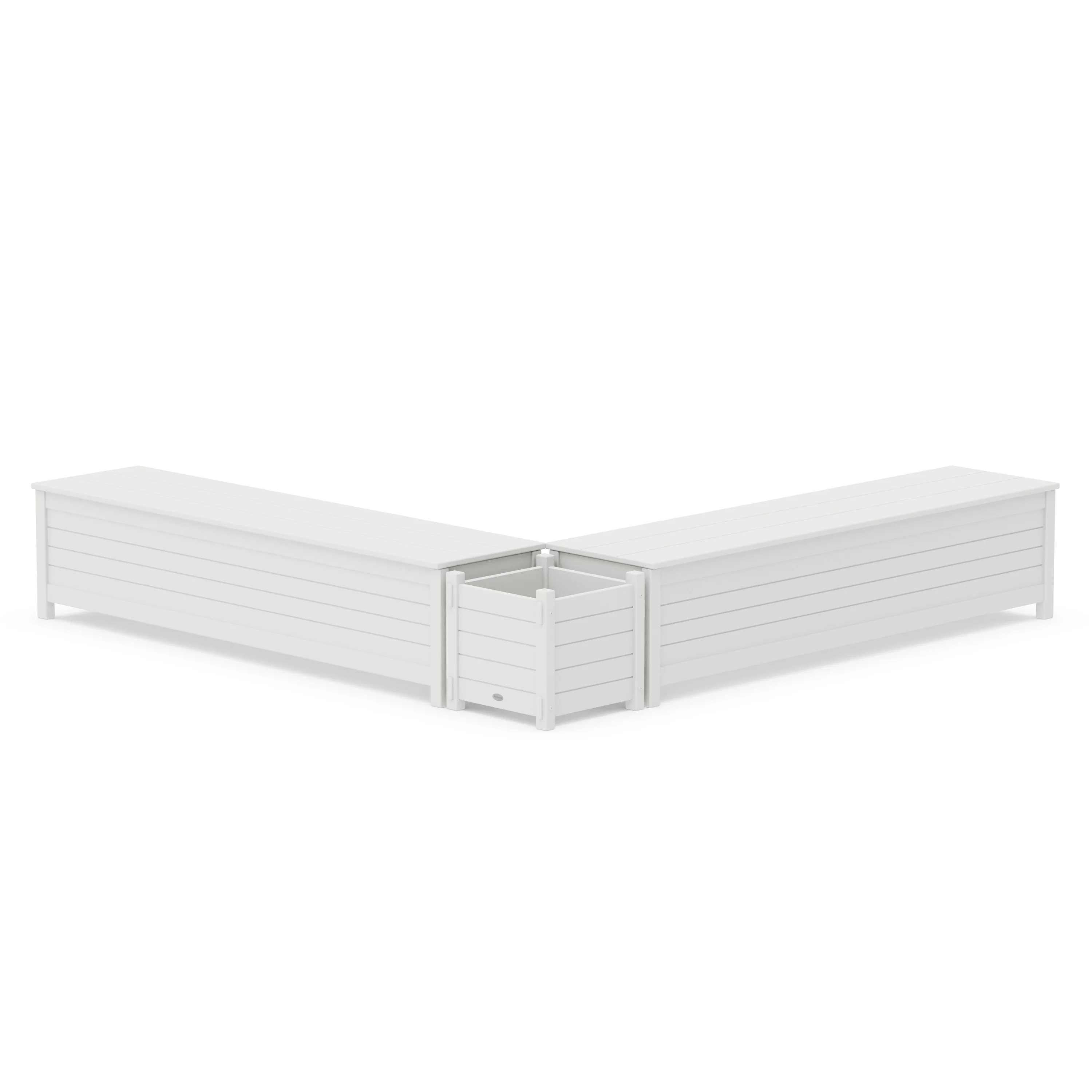 72" Nautical L- Shaped Planter Storage Bench Set - Image 7