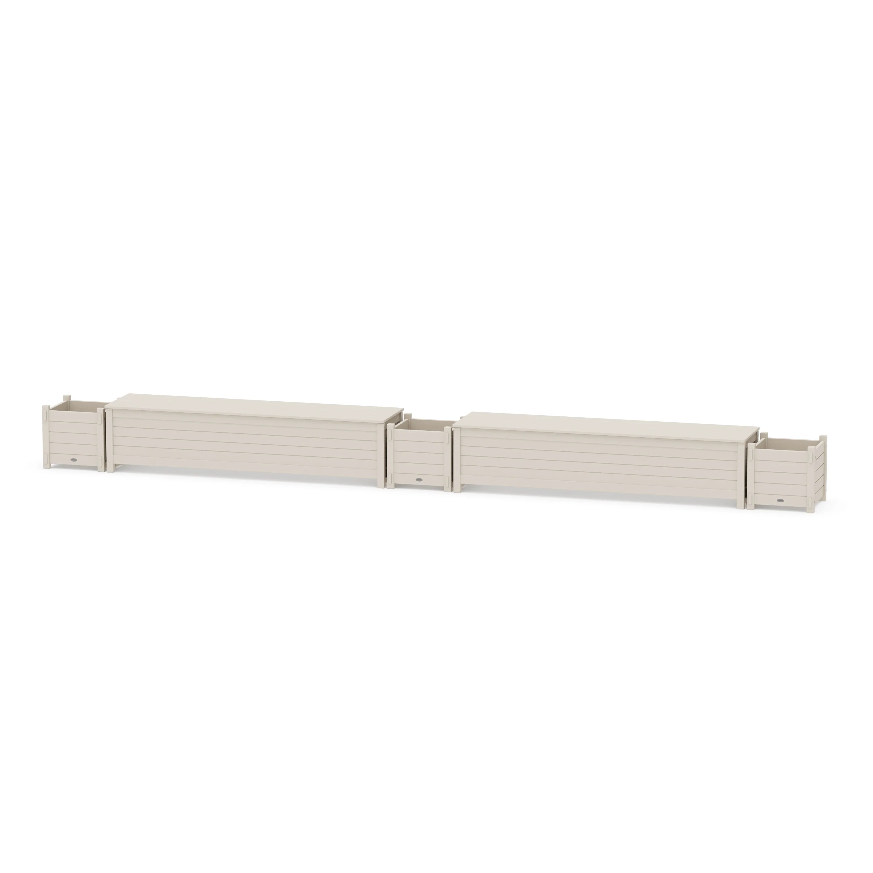 72" Nautical Straight Double Planter Storage Bench Set - Image 6