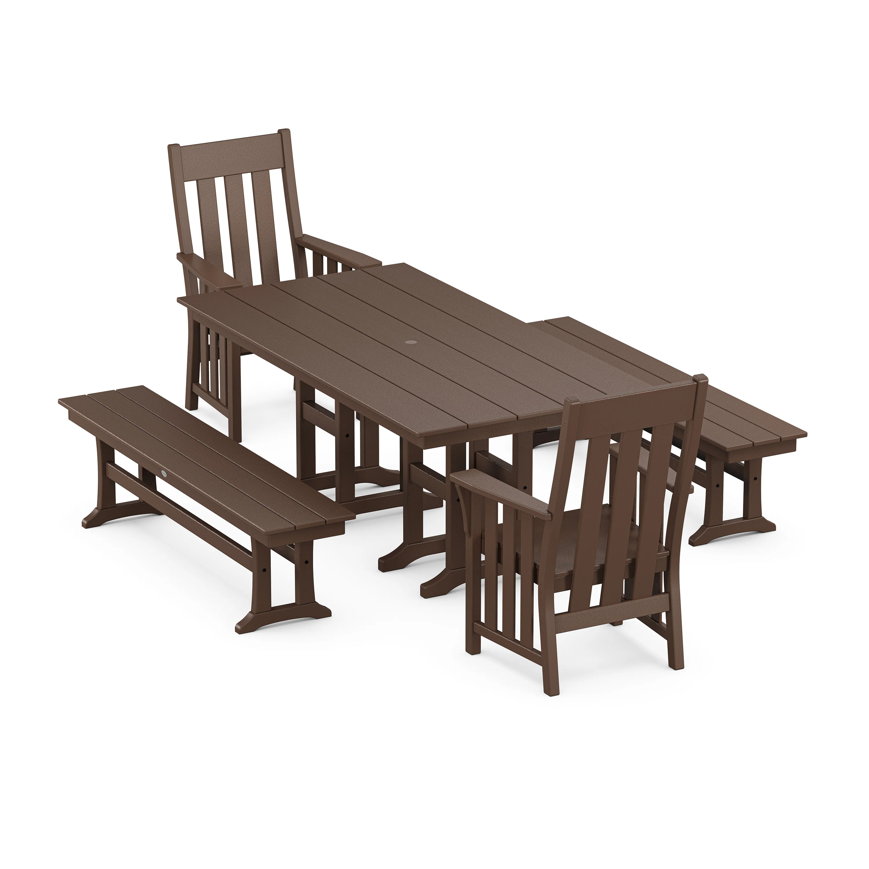Acadia 5-Piece Farmhouse Dining Set with Benches - Image 10