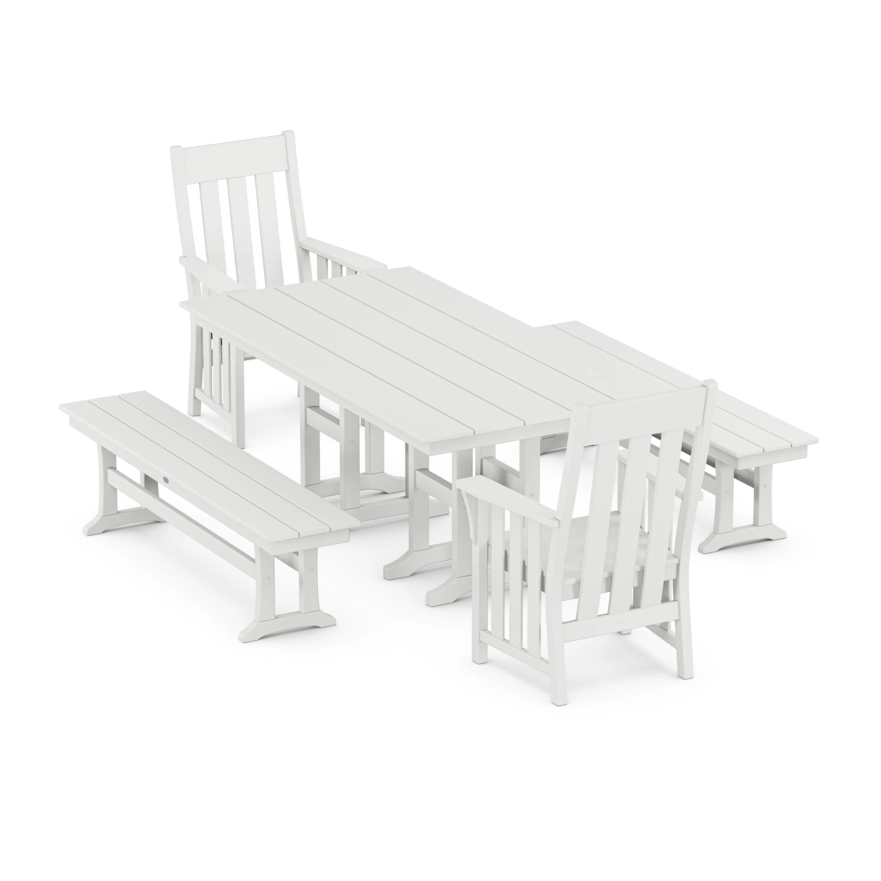 Acadia 5-Piece Farmhouse Dining Set with Benches - Image 11