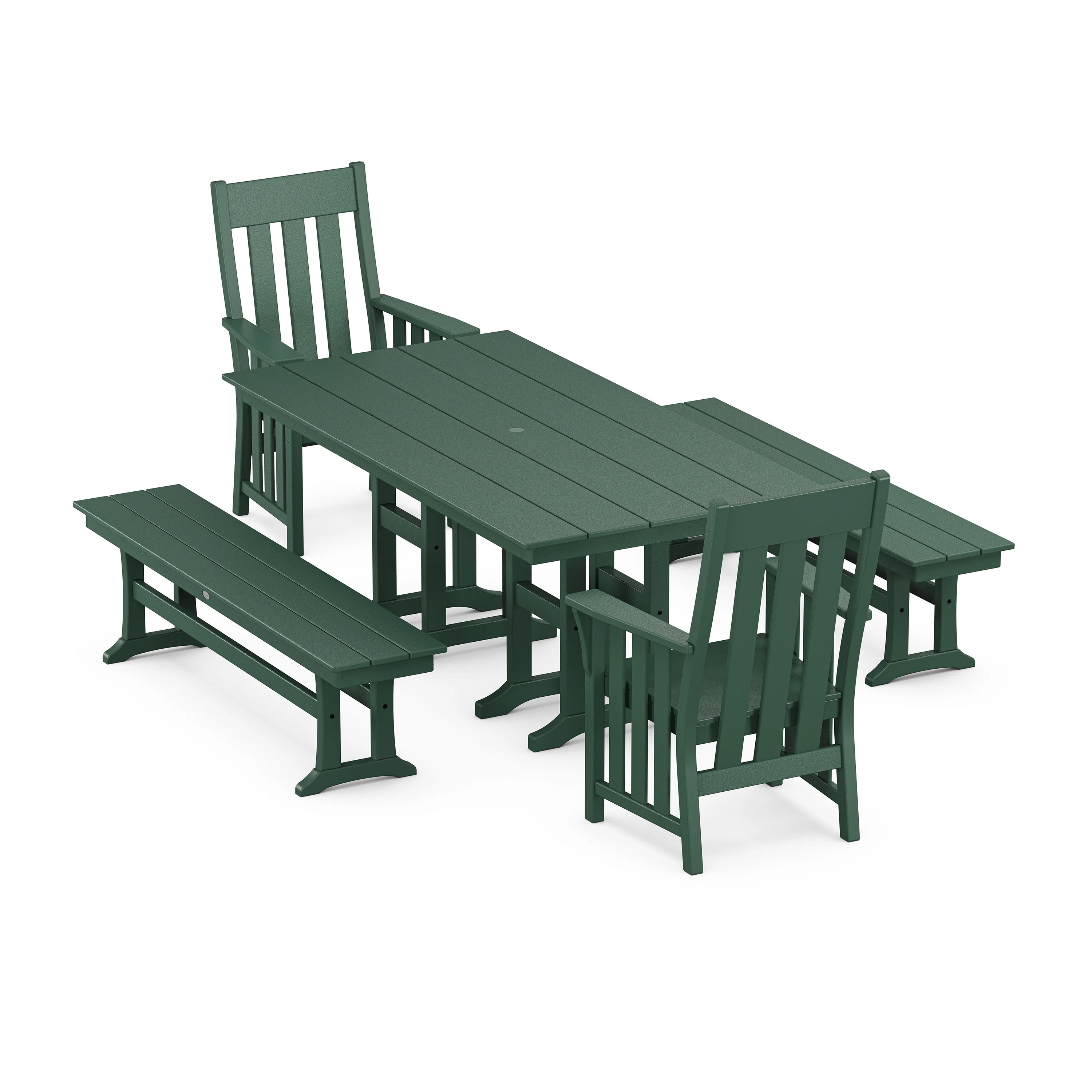 Acadia 5-Piece Farmhouse Dining Set with Benches - Image 12