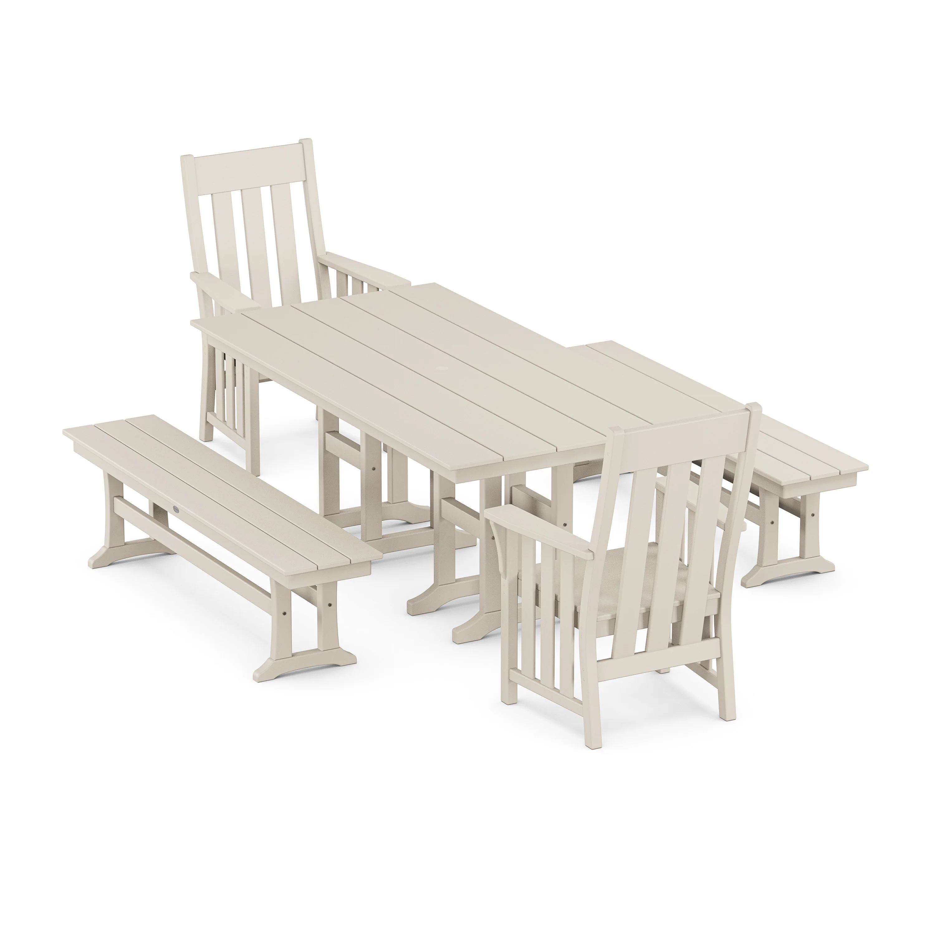 Acadia 5-Piece Farmhouse Dining Set with Benches - Image 7