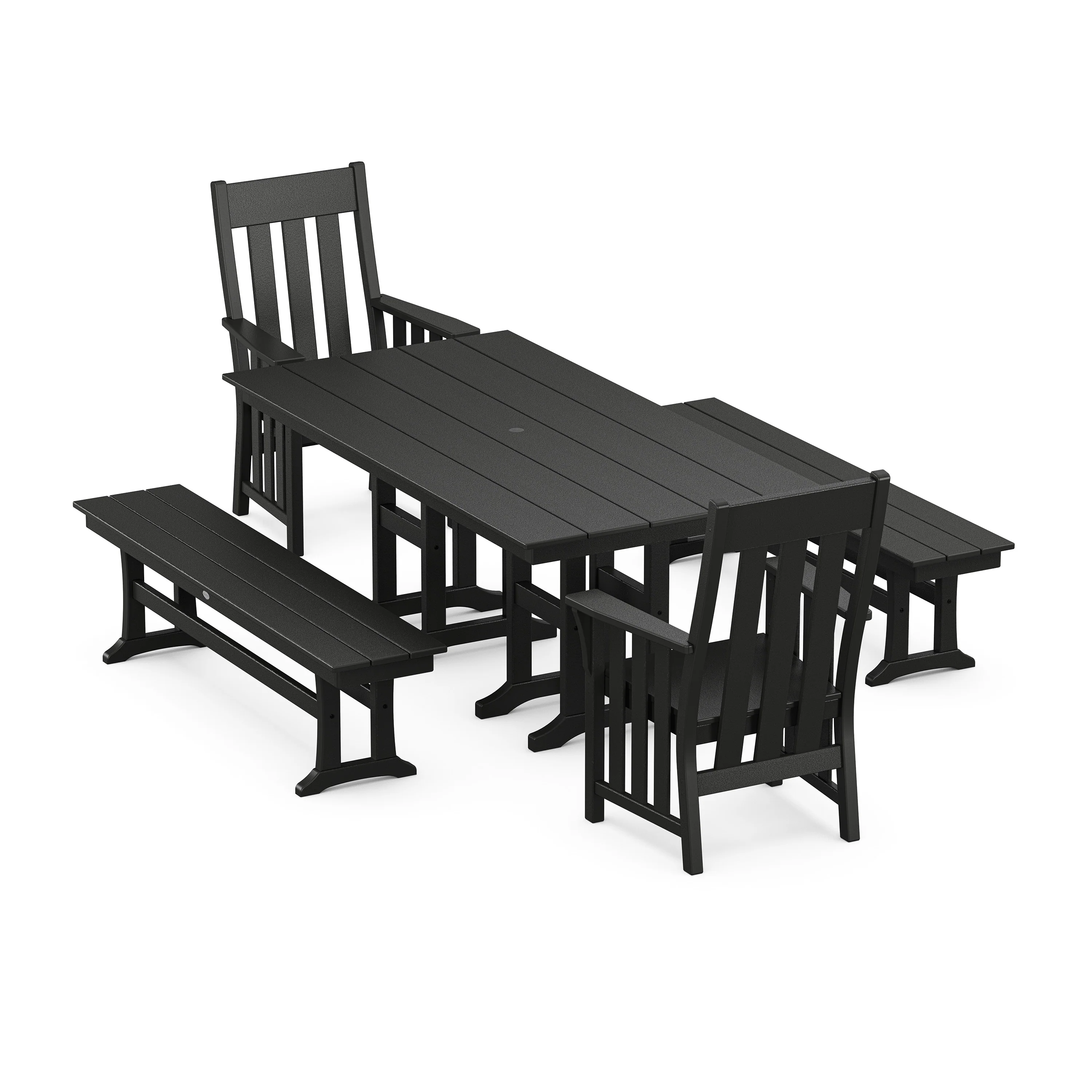 Acadia 5-Piece Farmhouse Dining Set with Benches - Image 8