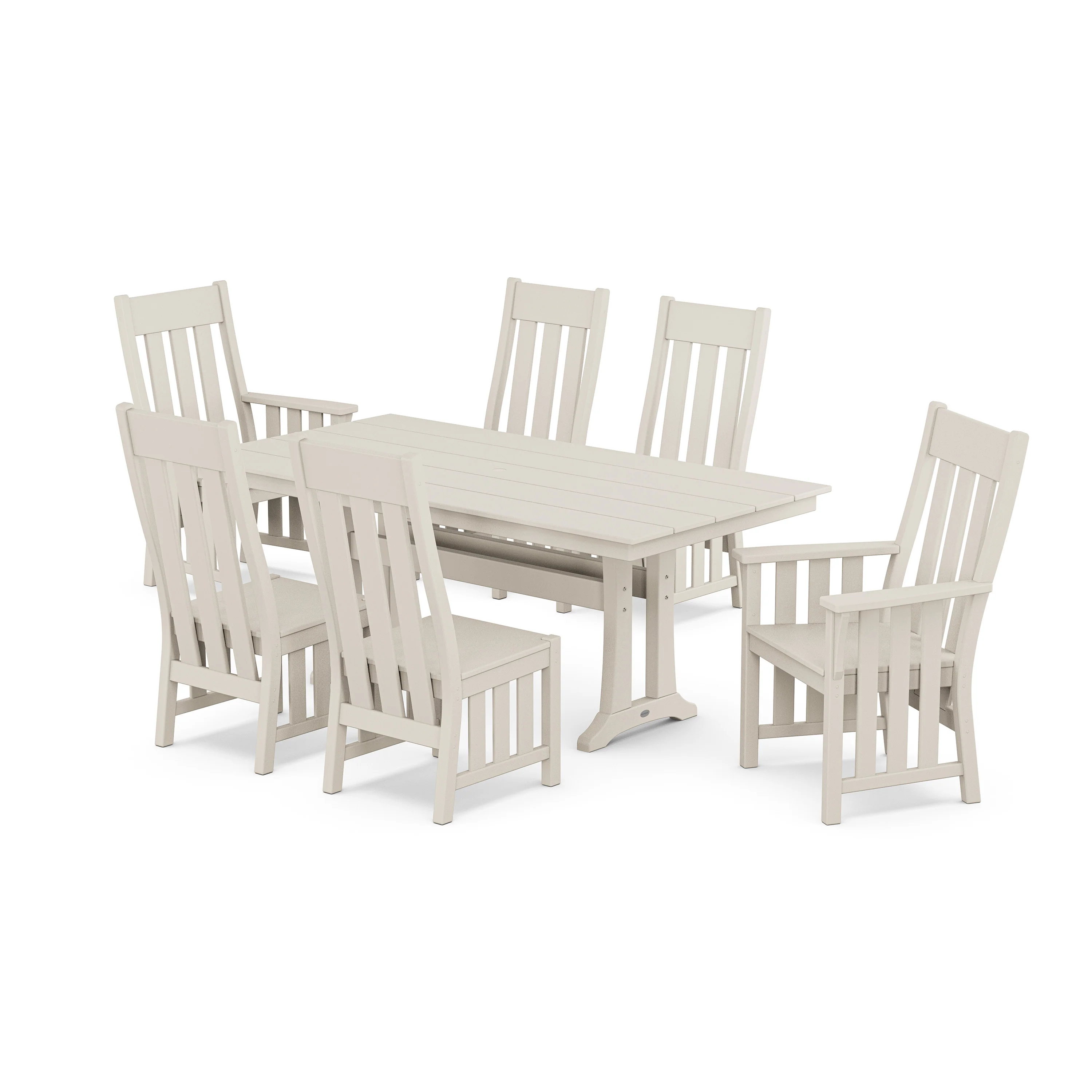 Acadia 7-Piece Farmhouse Dining Set with Trestle Legs - Image 10