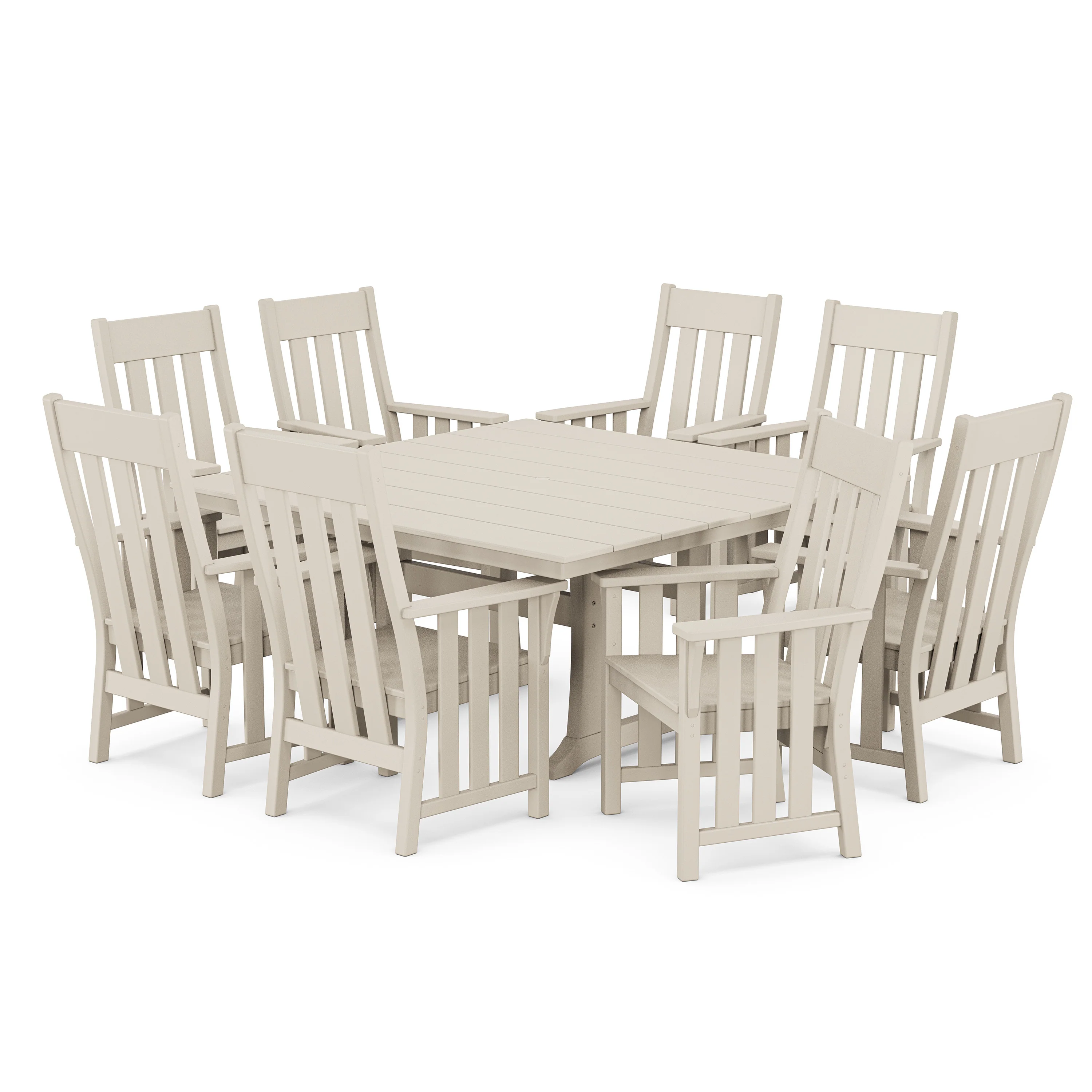 Acadia 9-Piece Square Farmhouse Dining Set with Trestle Legs - Image 7