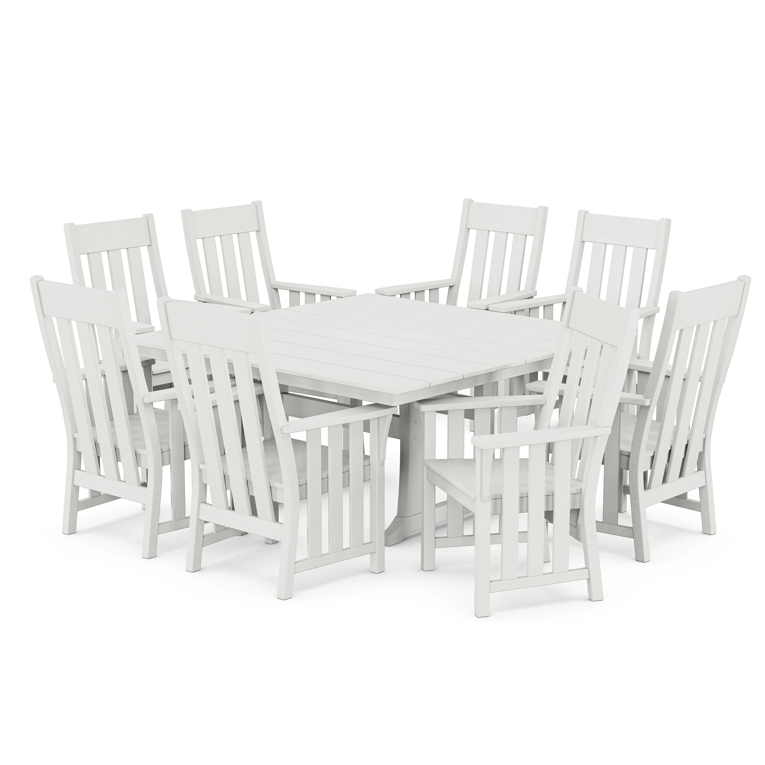 Acadia 9-Piece Square Farmhouse Dining Set with Trestle Legs - Image 9