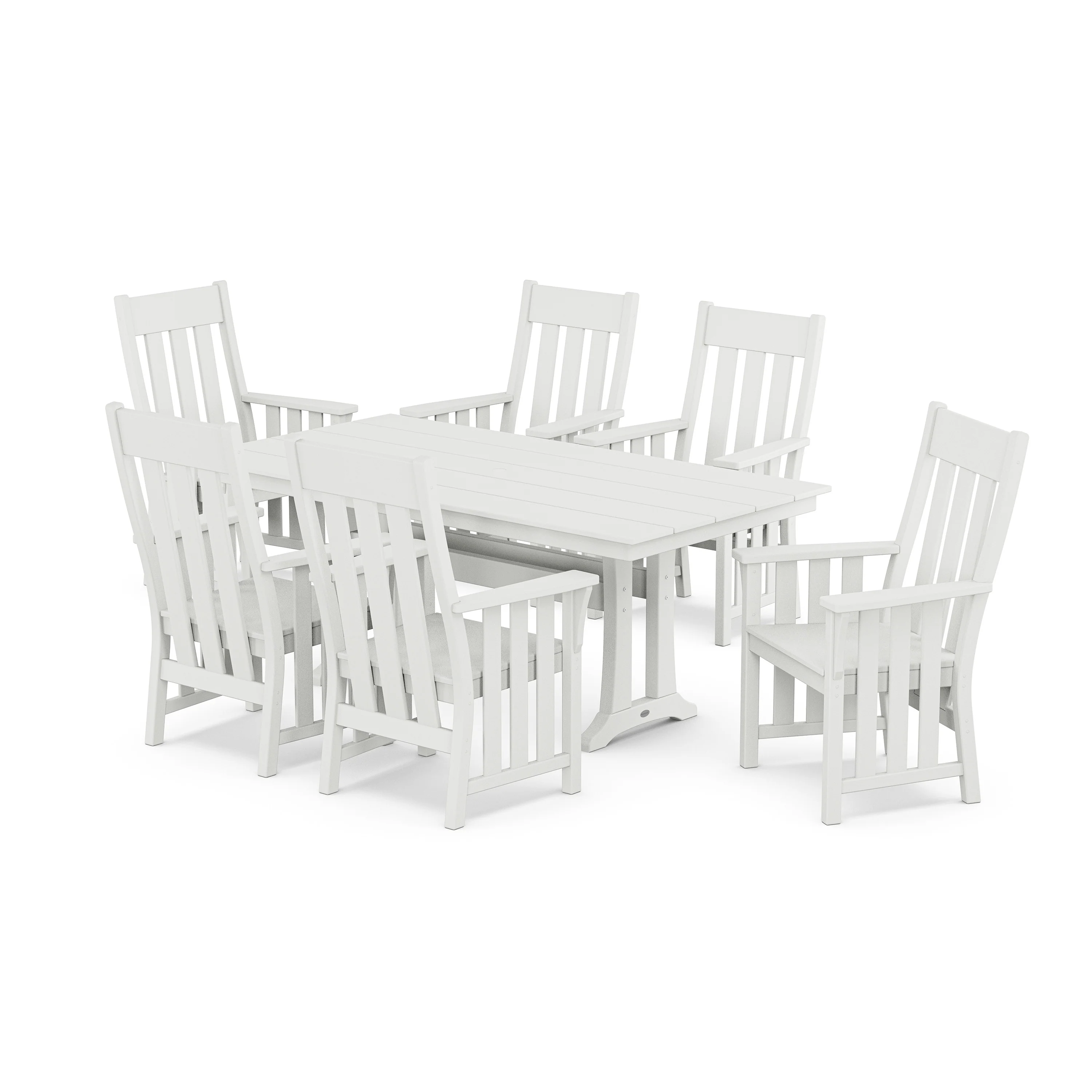 Acadia Arm Chair 7-Piece Farmhouse Dining Set with Trestle Legs - Image 10