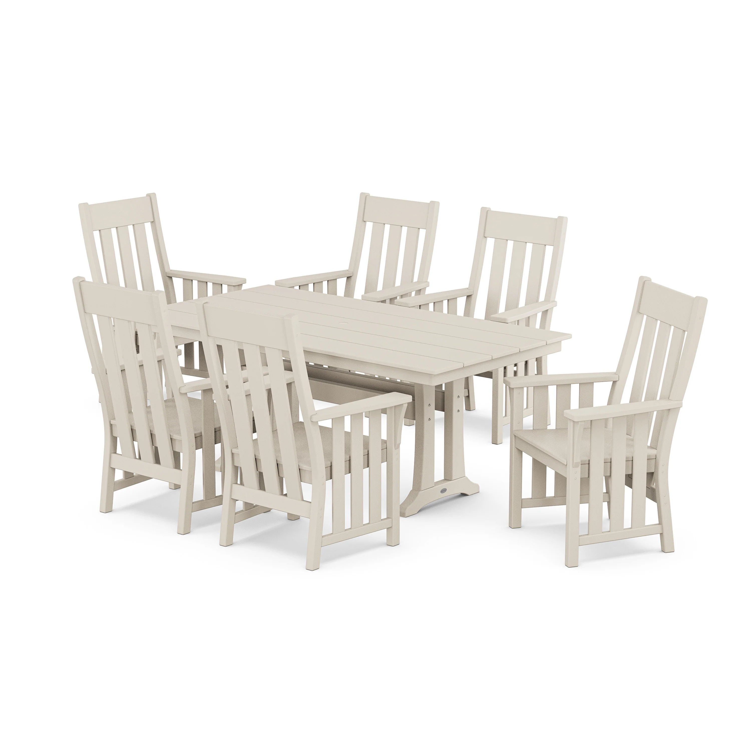 Acadia Arm Chair 7-Piece Farmhouse Dining Set with Trestle Legs - Image 9
