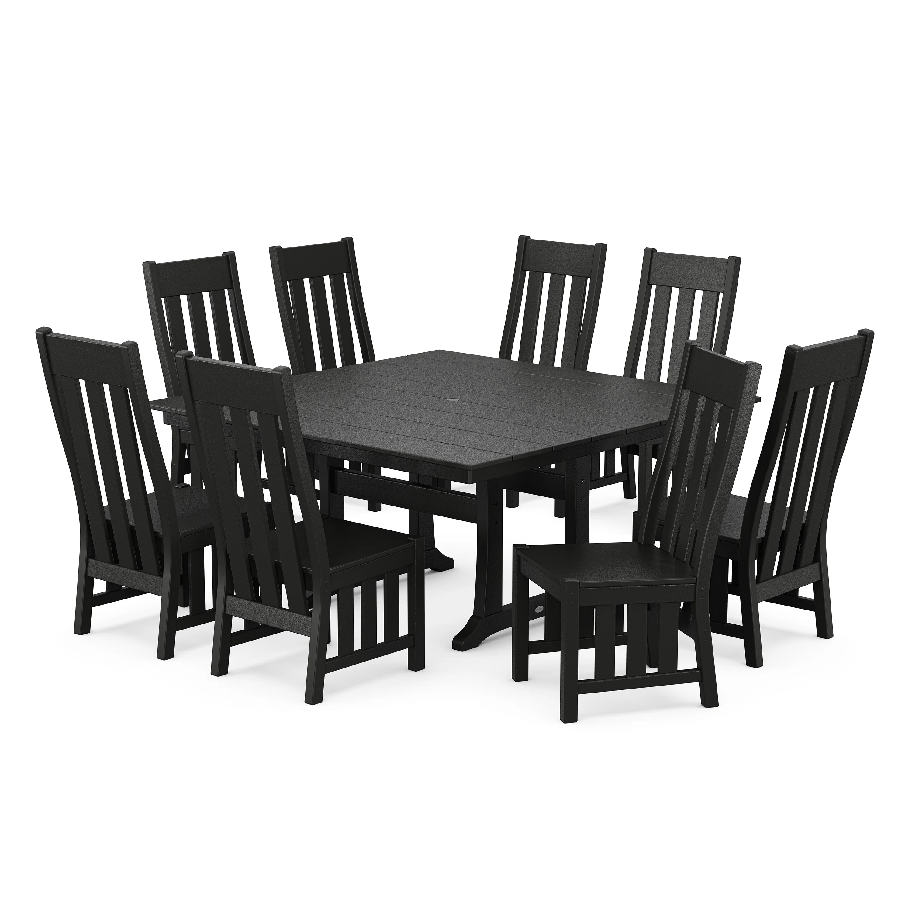 Acadia Side Chair 9-Piece Square Farmhouse Dining Set with Trestle Legs - Image 9