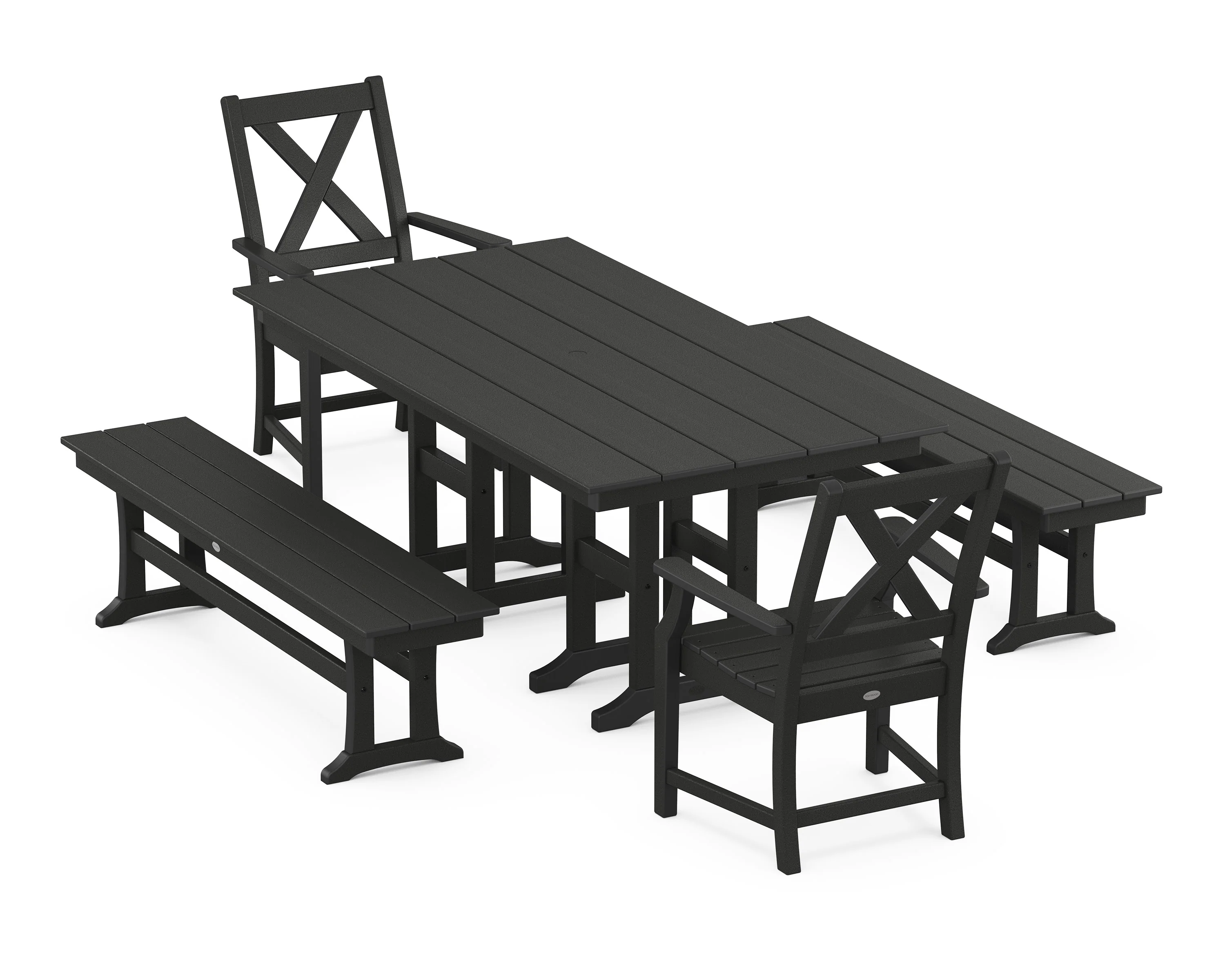 Braxton 5-Piece Farmhouse Dining Set with Benches - Image 8