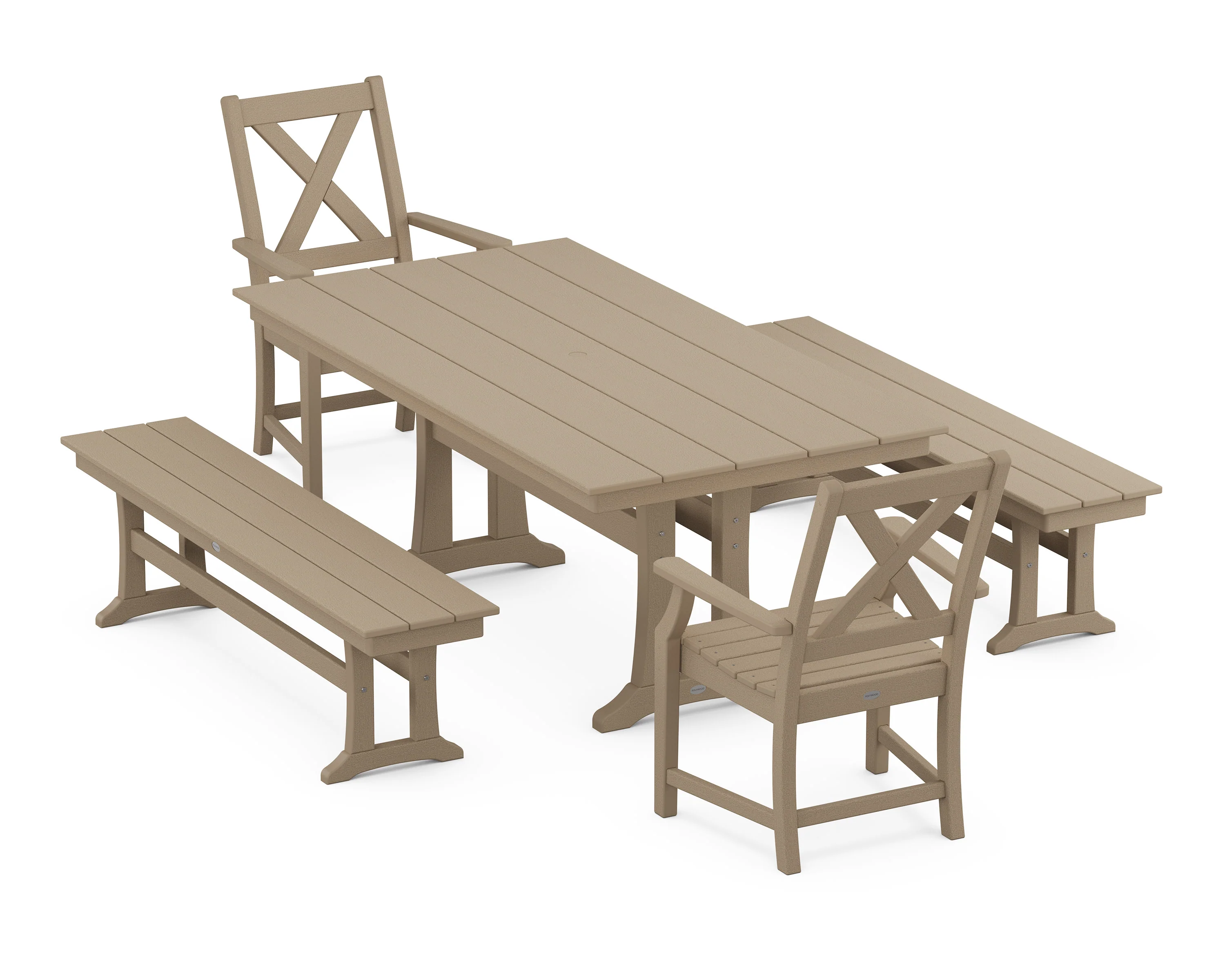 Braxton 5-Piece Farmhouse Dining Set With Trestle Legs - Image 7