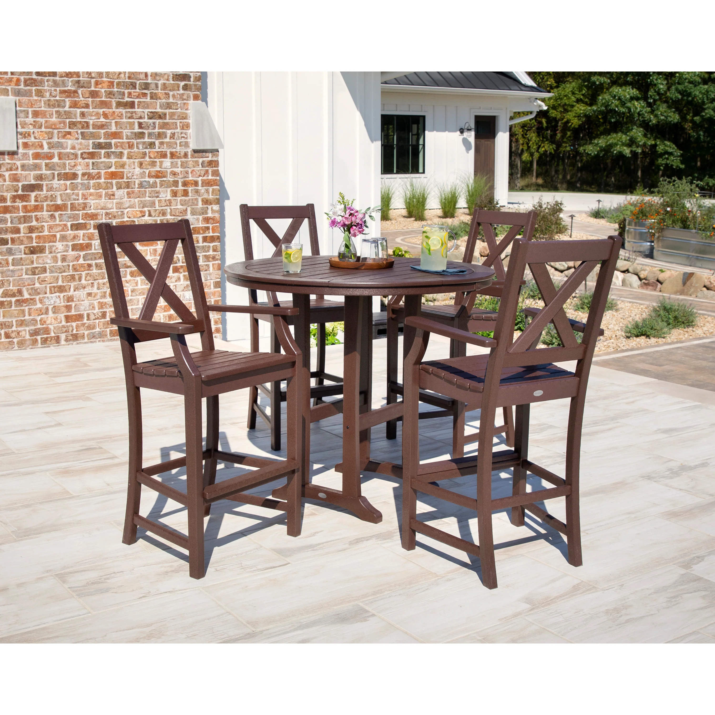 Braxton 5-Piece Nautical Trestle Arm Chair Bar Set - Image 3