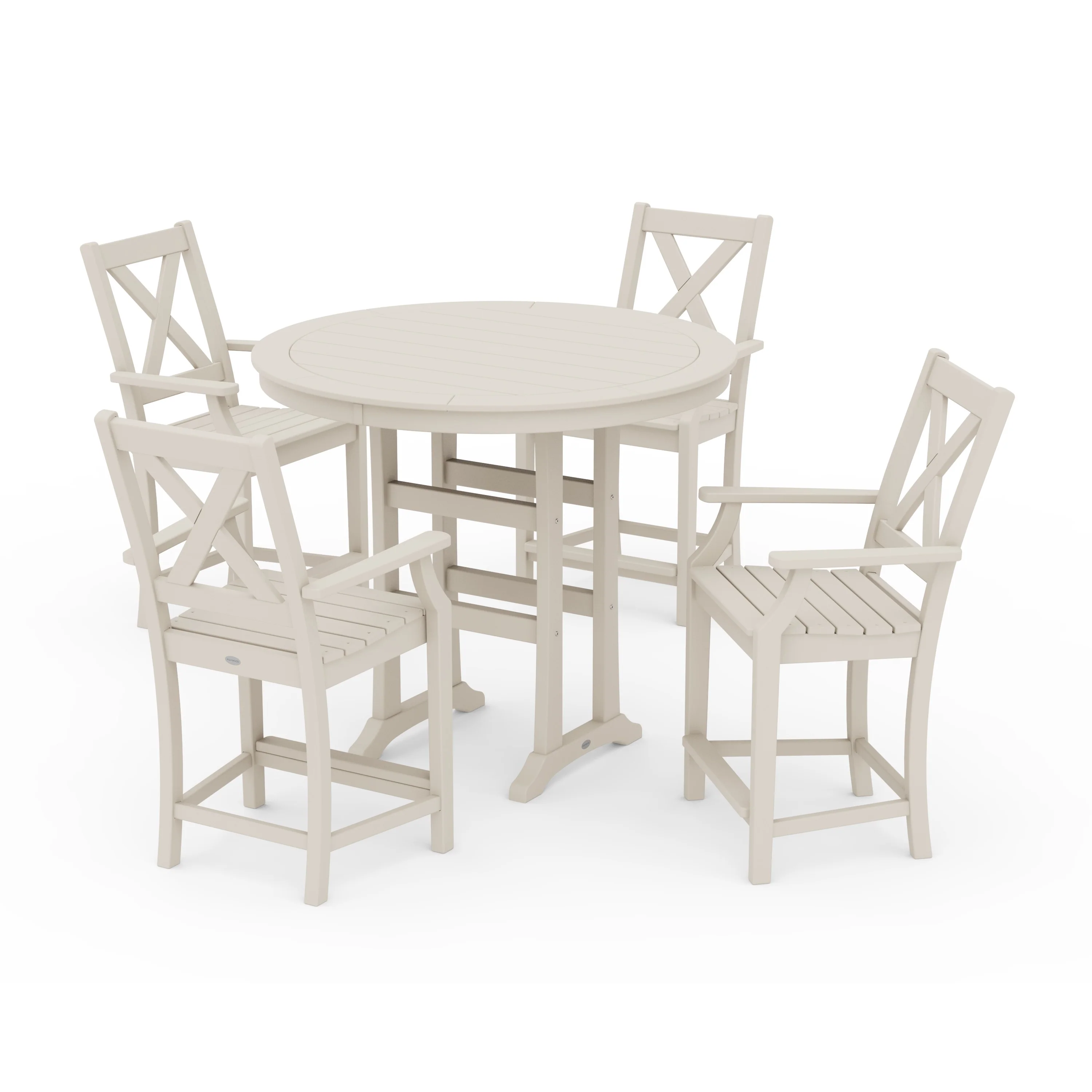 Braxton 5-Piece Nautical Trestle Arm Chair Counter Set - Image 14