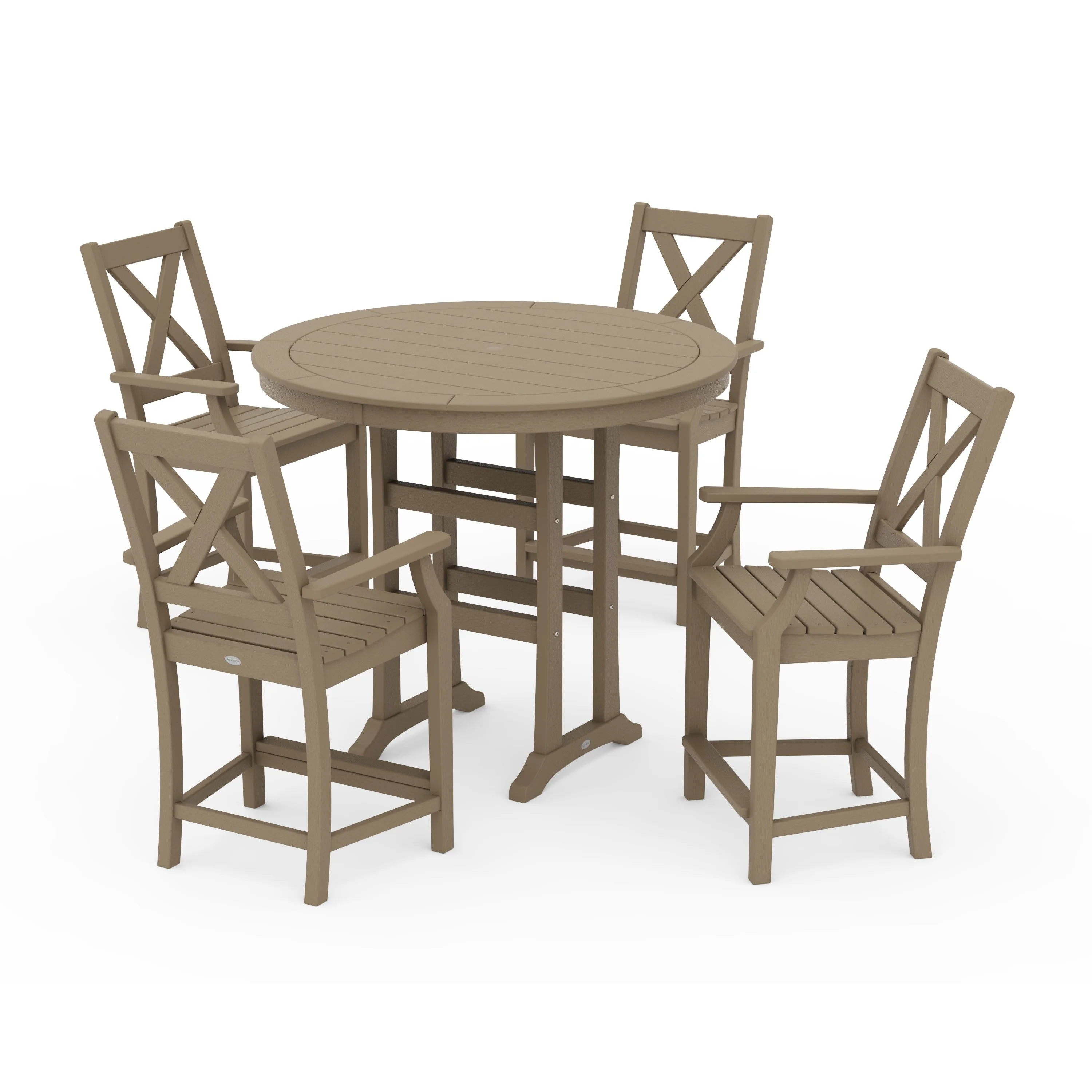 Braxton 5-Piece Nautical Trestle Arm Chair Counter Set - Image 15