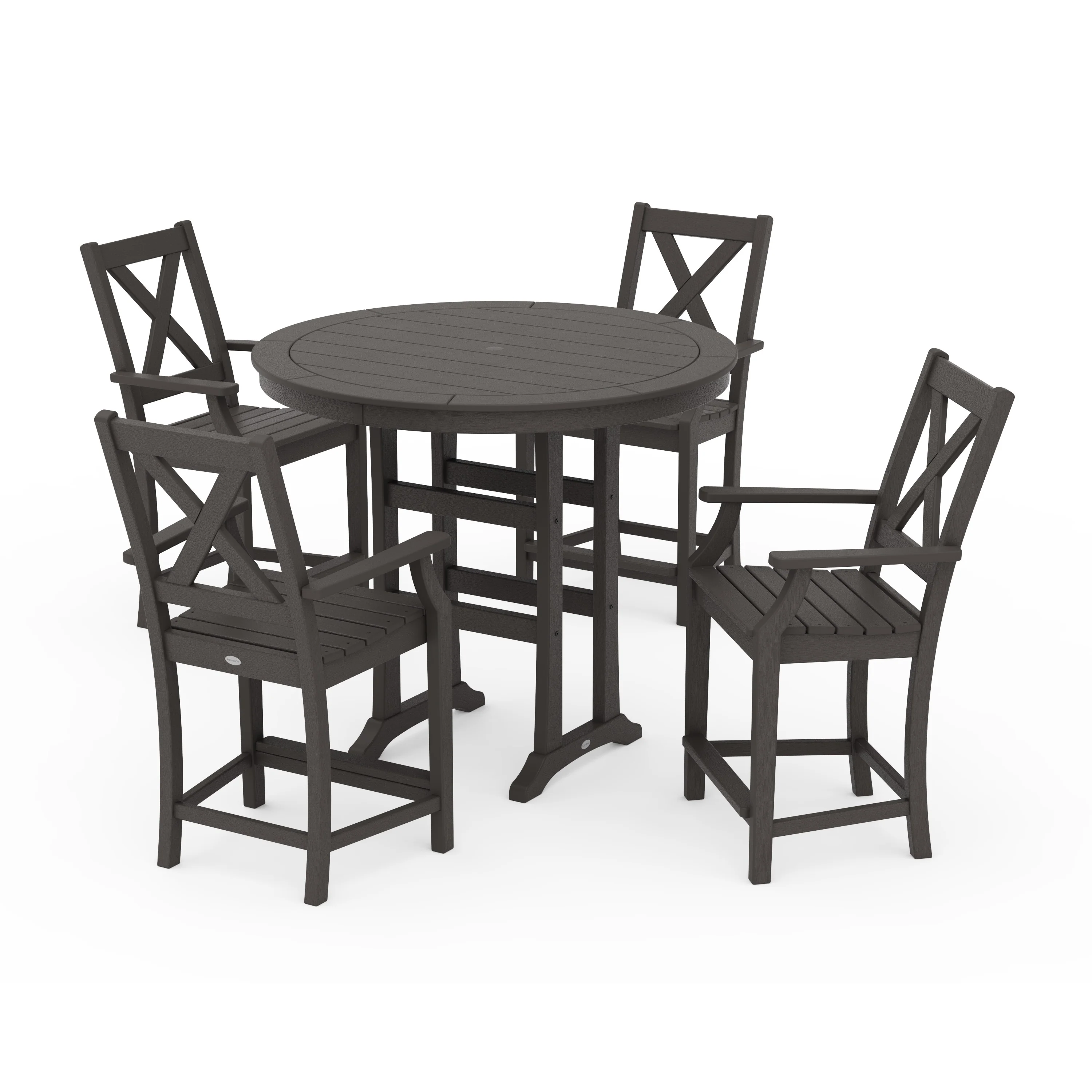 Braxton 5-Piece Nautical Trestle Arm Chair Counter Set - Image 16