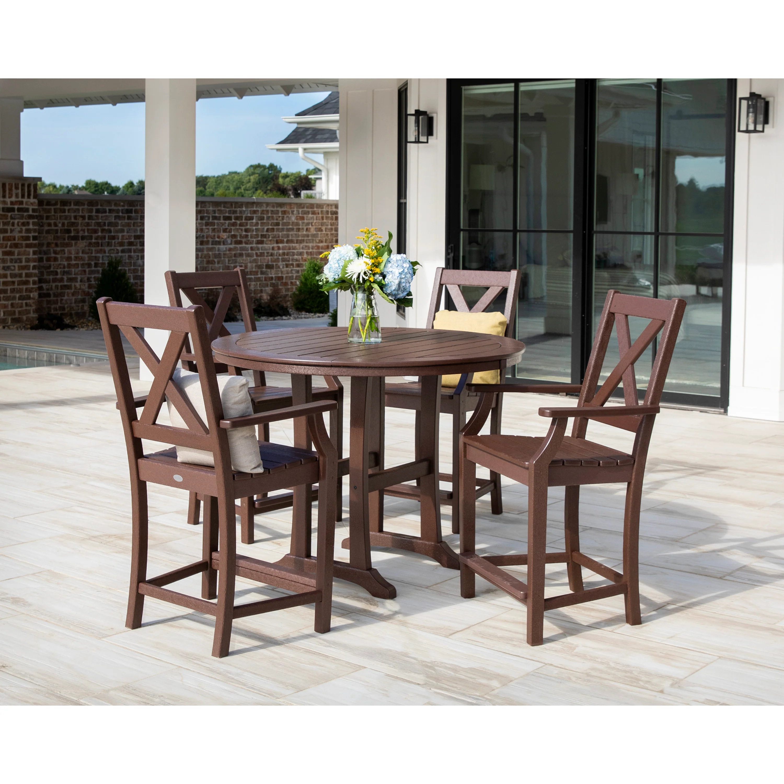 Braxton 5-Piece Nautical Trestle Arm Chair Counter Set - Image 3