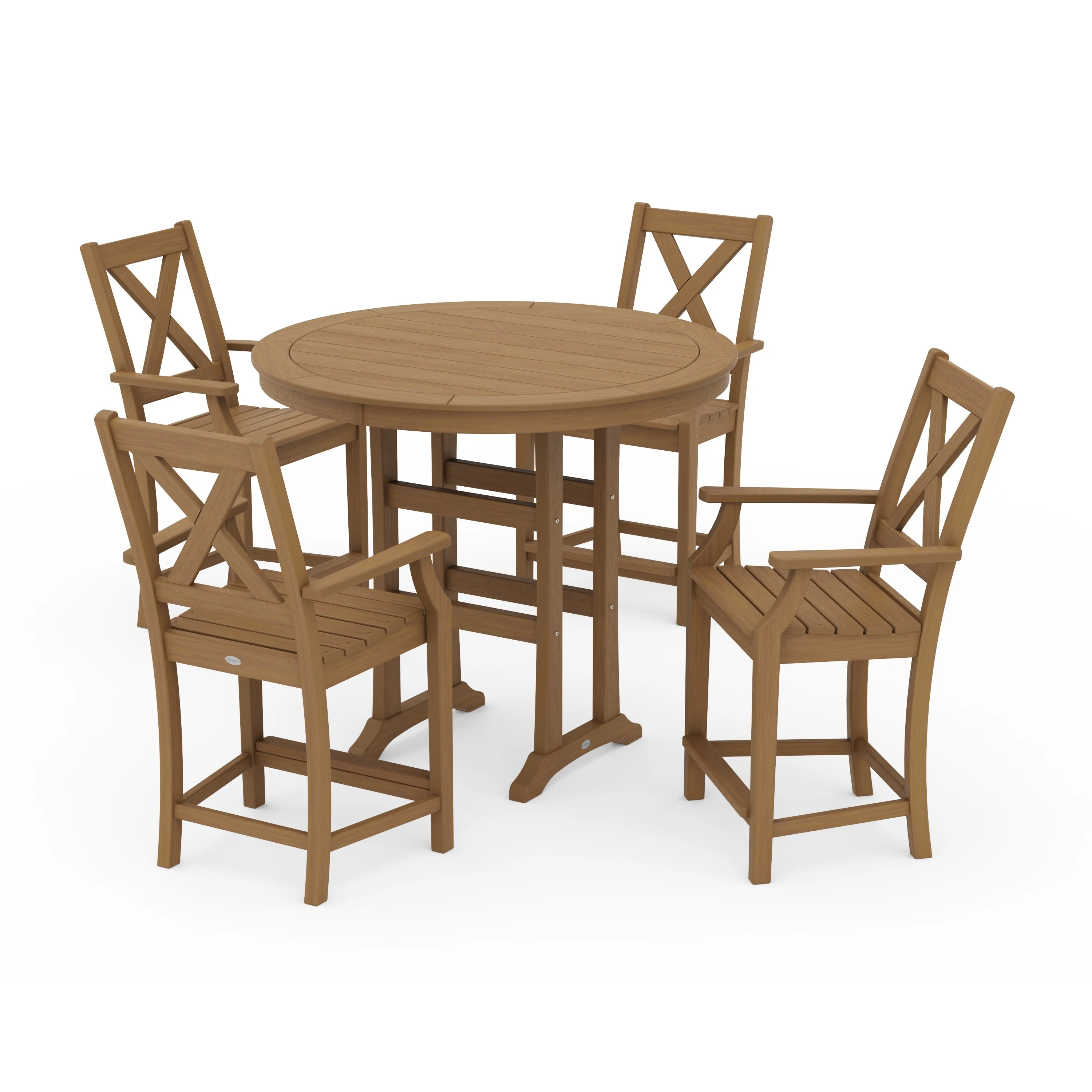 Braxton 5-Piece Nautical Trestle Arm Chair Counter Set - Image 6