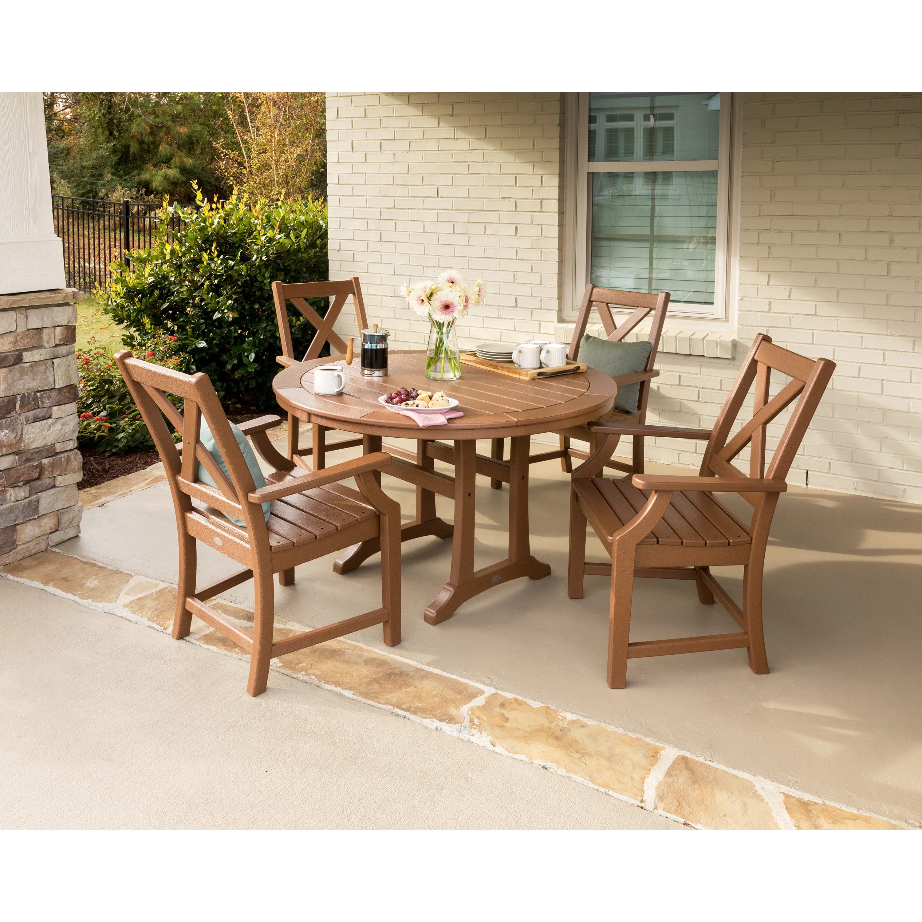 Braxton 5-Piece Nautical Trestle Arm Chair Dining Set - Image 3