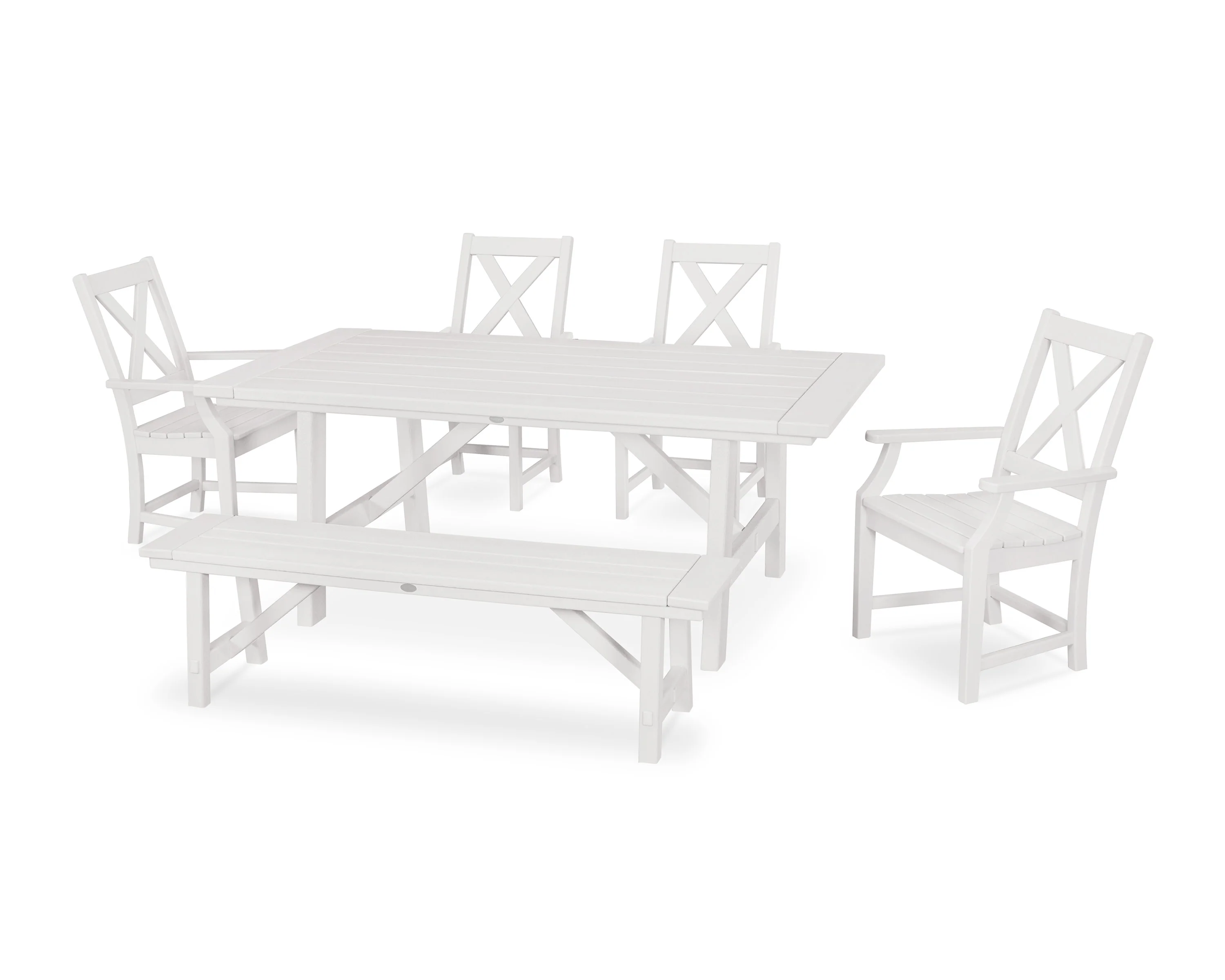 Braxton 6-Piece Rustic Farmhouse Arm Chair Dining Set with Bench - Image 11